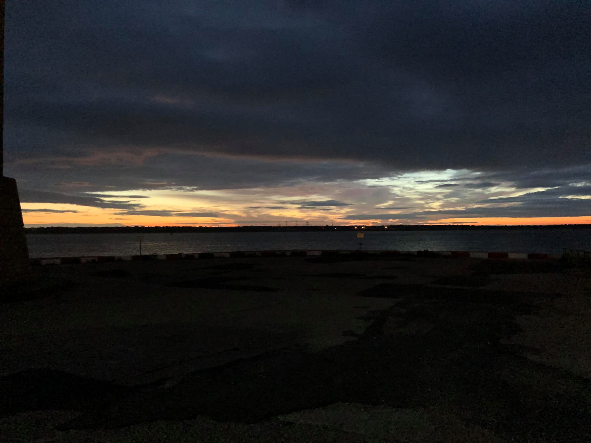 Photo of sunrise when the Calshot Atlantic RNLI lifeboat returned.