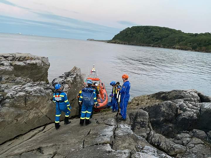 RNLI lifeboat crew transfer Coastguard personnel on 15 July 2020