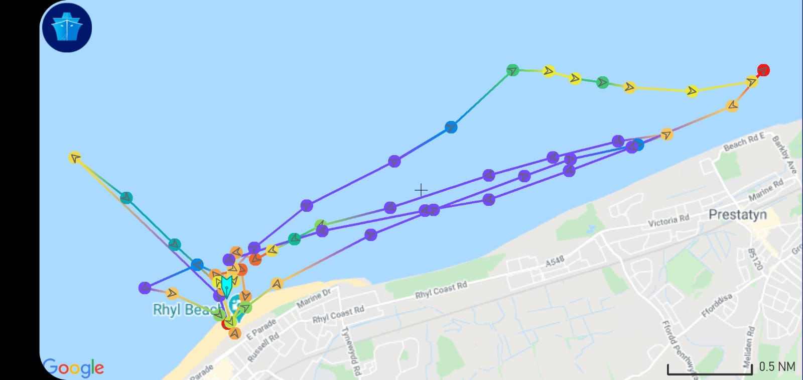 path taken by inshore lifeboat