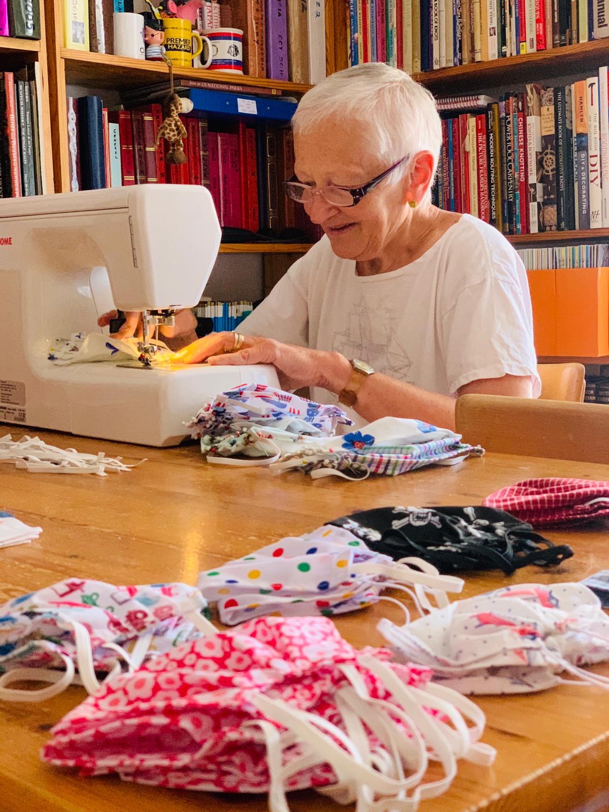 Mavis Paling, 72 from Whitby sewing face masks to raise funds for Whitby RNLI.