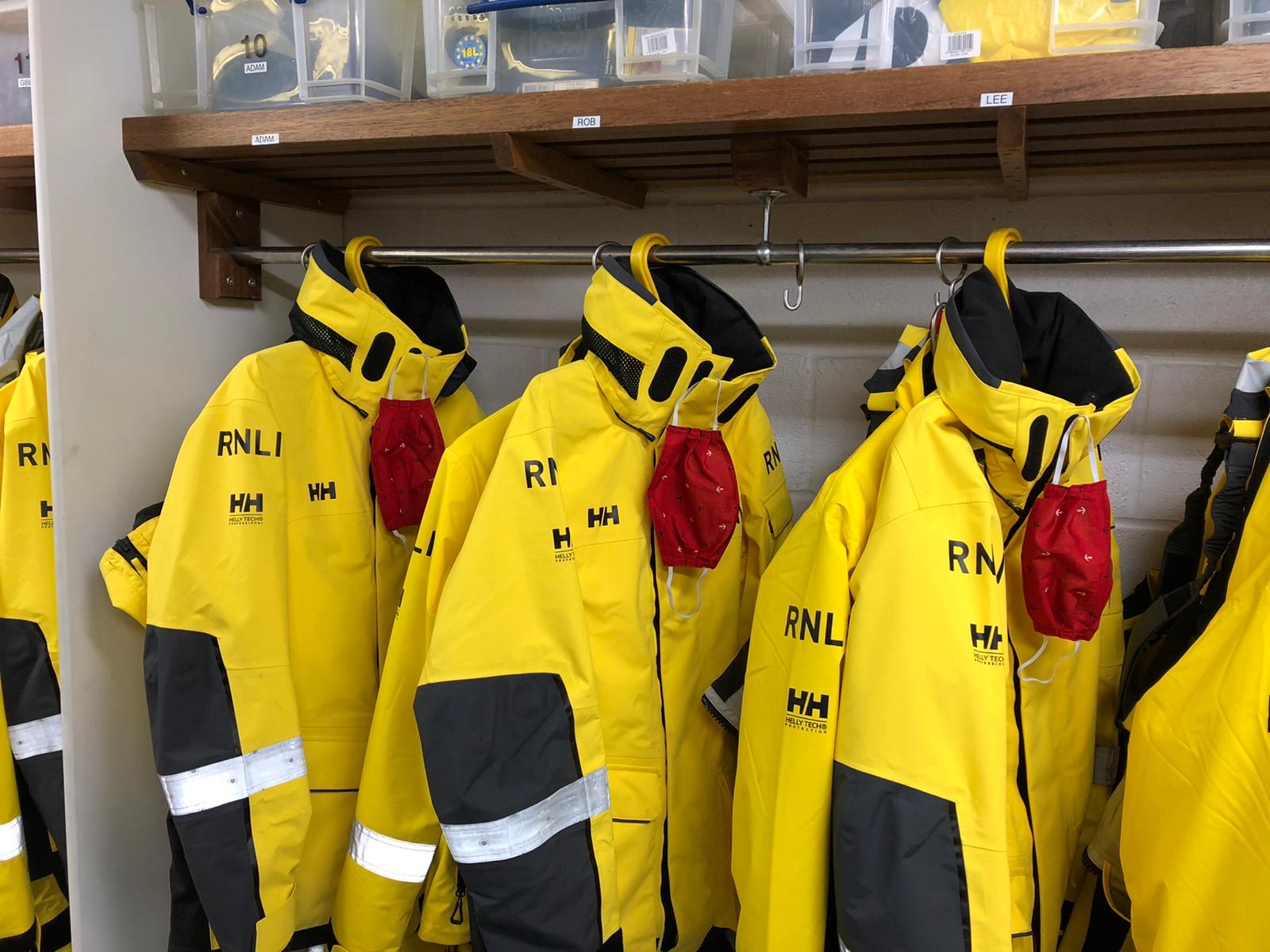 Face masks donated by Mavis Paling to Whitby RNLI