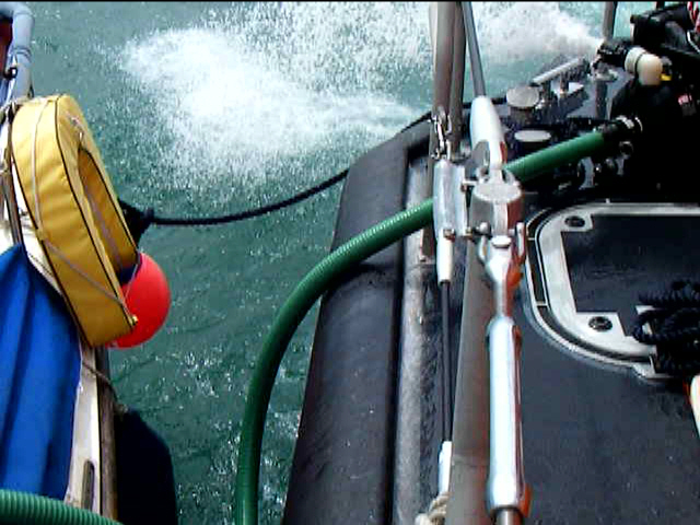 Pumping sea water out of yacht