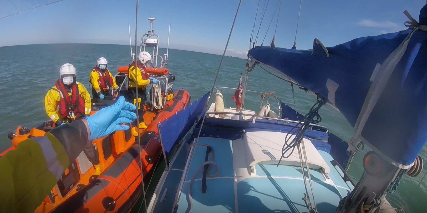 Walmer's Atlantic 85 alongside casualty vessel off Deal Castle.
