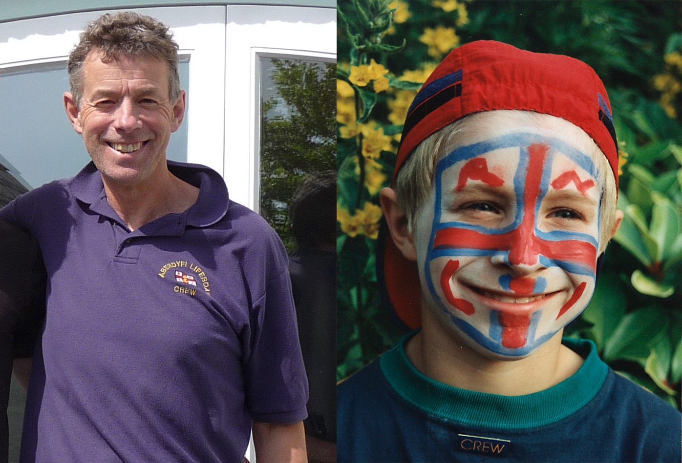 Like father like son Ed with Lifeboat flag face paint