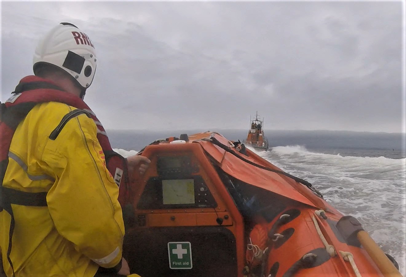 Troon all-weather and inshore lifeboats at sea