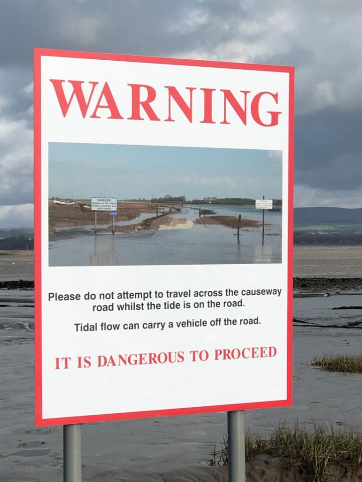 new safety sign up at the Overton side