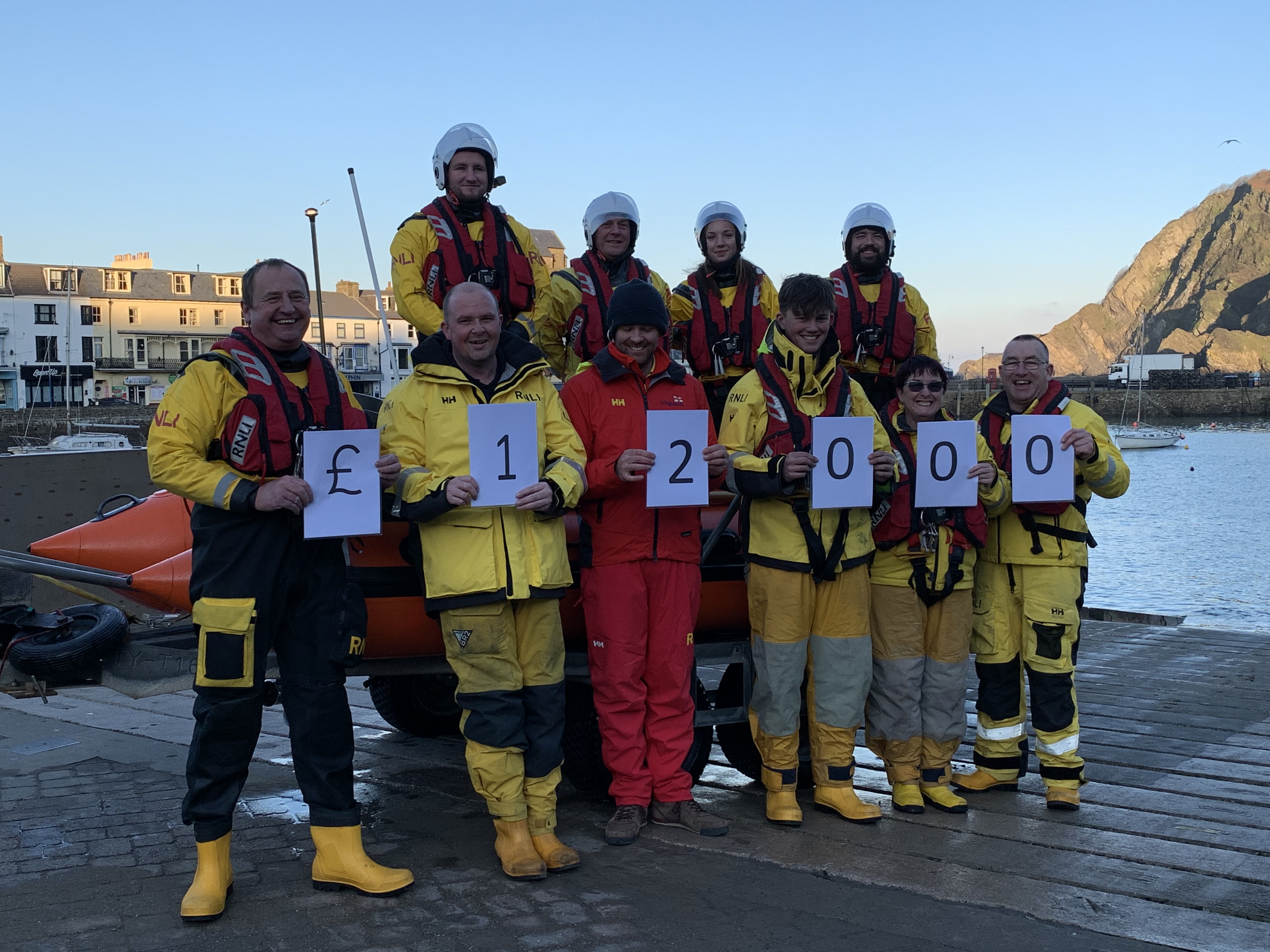 Lifeboat crew with the D class inshore lifeboat 