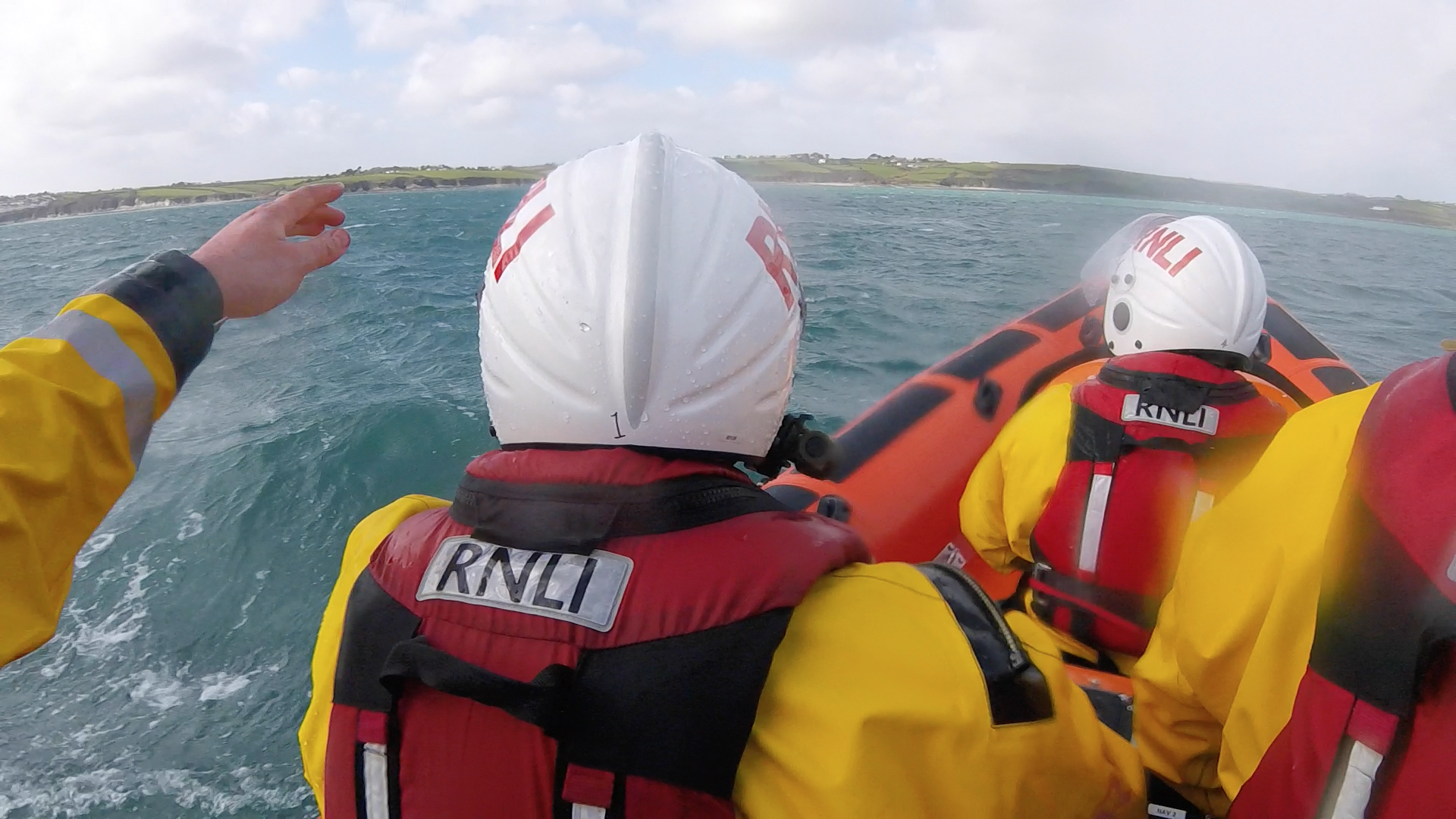 Falmouth inshore lifeboat heading out to assist a kayaker