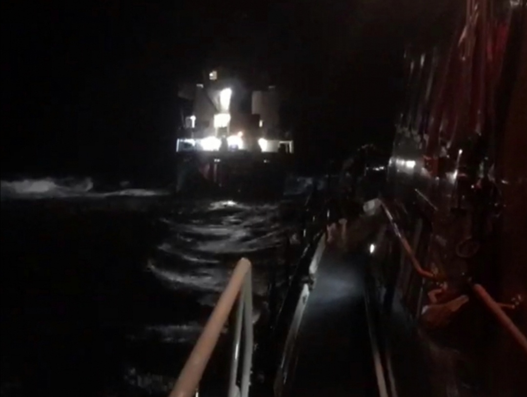 The Lifeboat at the stern of the grounded MV Kaami.