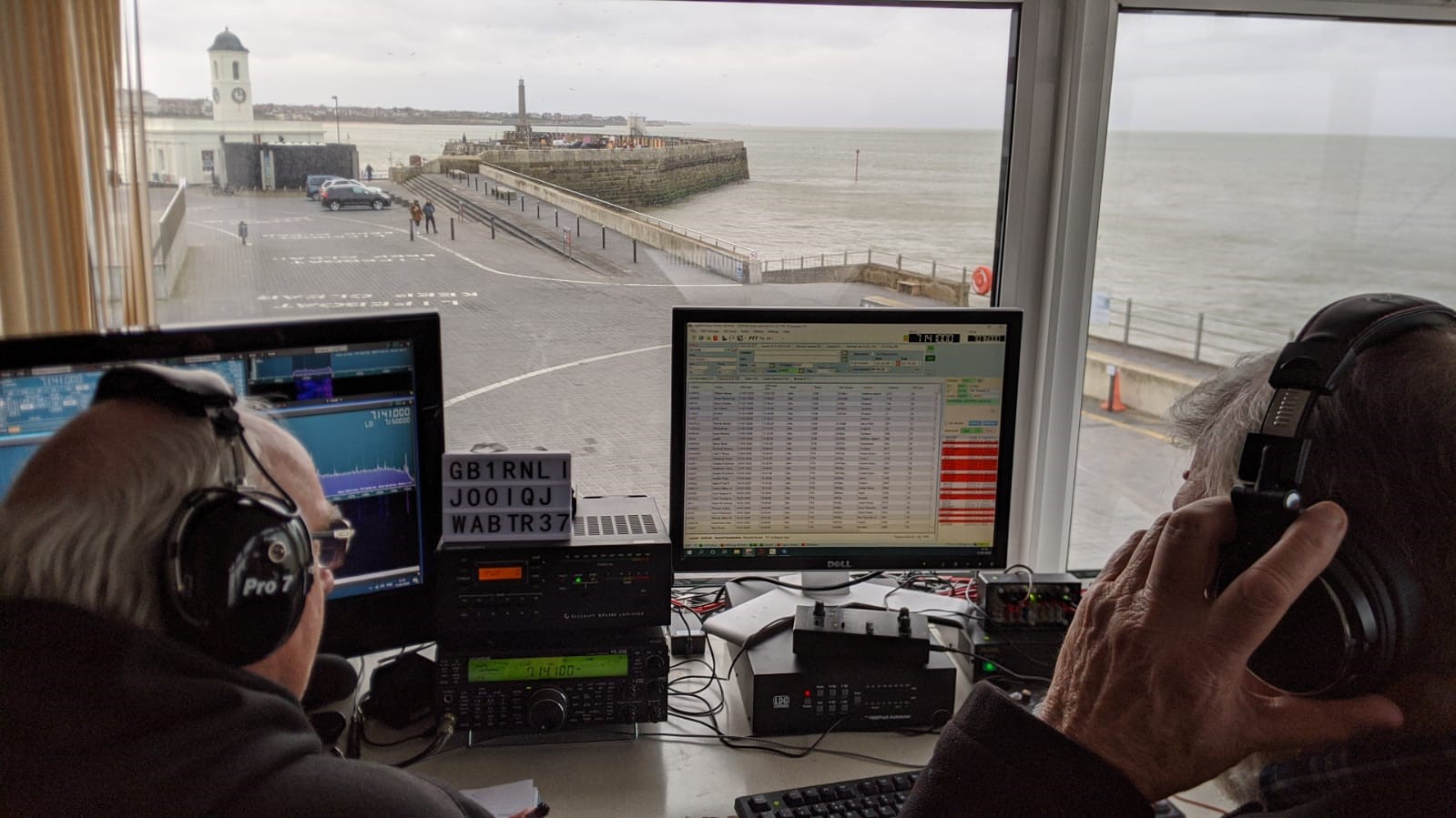 HRS radio amateurs during 2019 SOS Week at the lifeboat station (RNLI Margate)