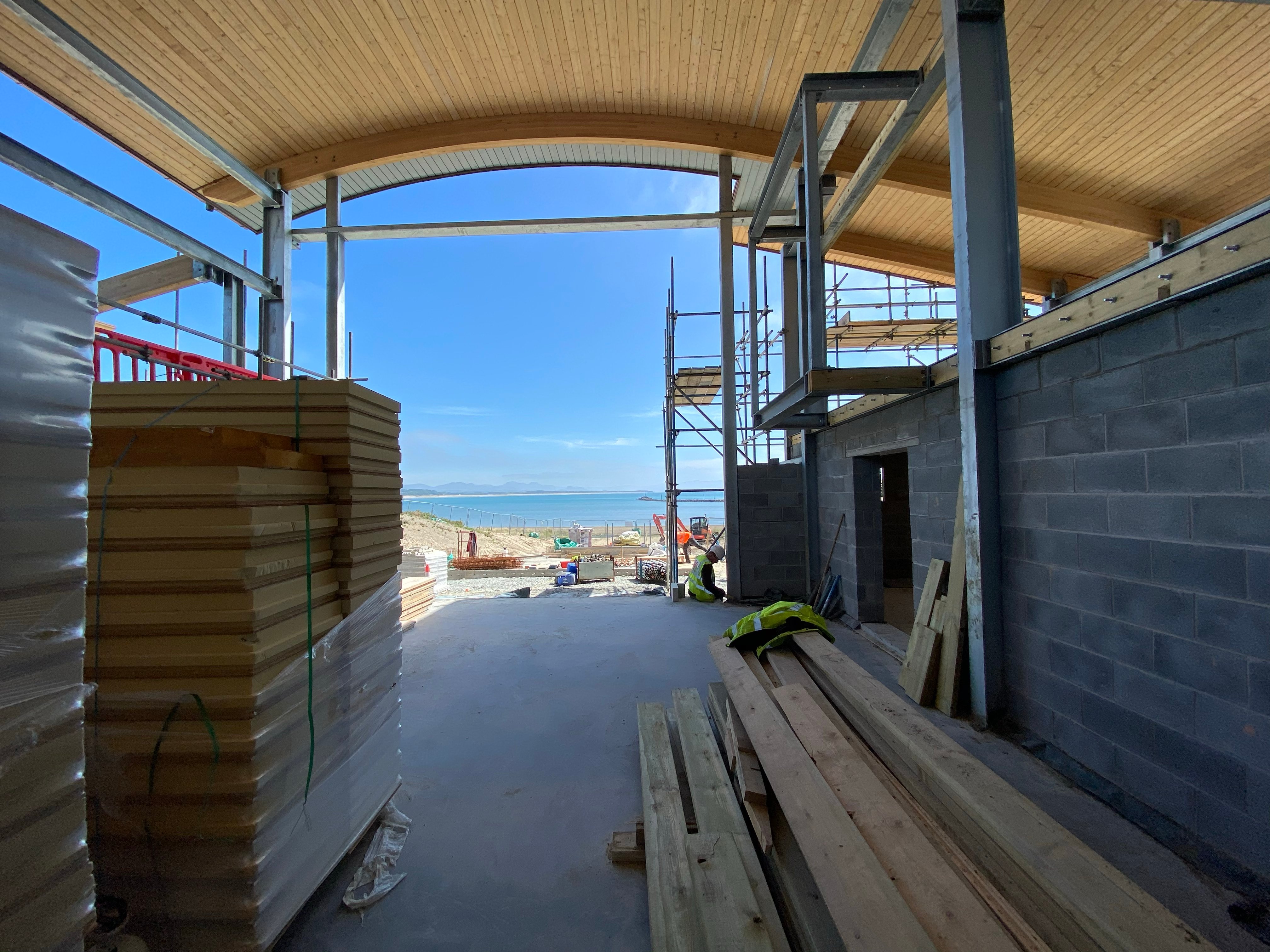 Shannon boat hall looking at Cardigan Bay