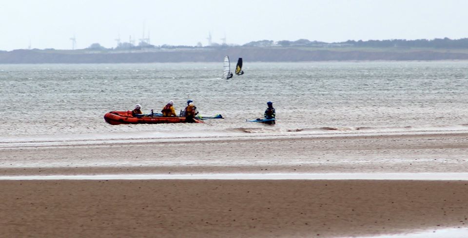 The inshore lifeboat on the shore of Bridlington beach