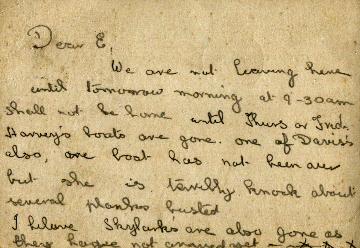 A postcard sent at that time from lifeboat crew Sandy Wills 