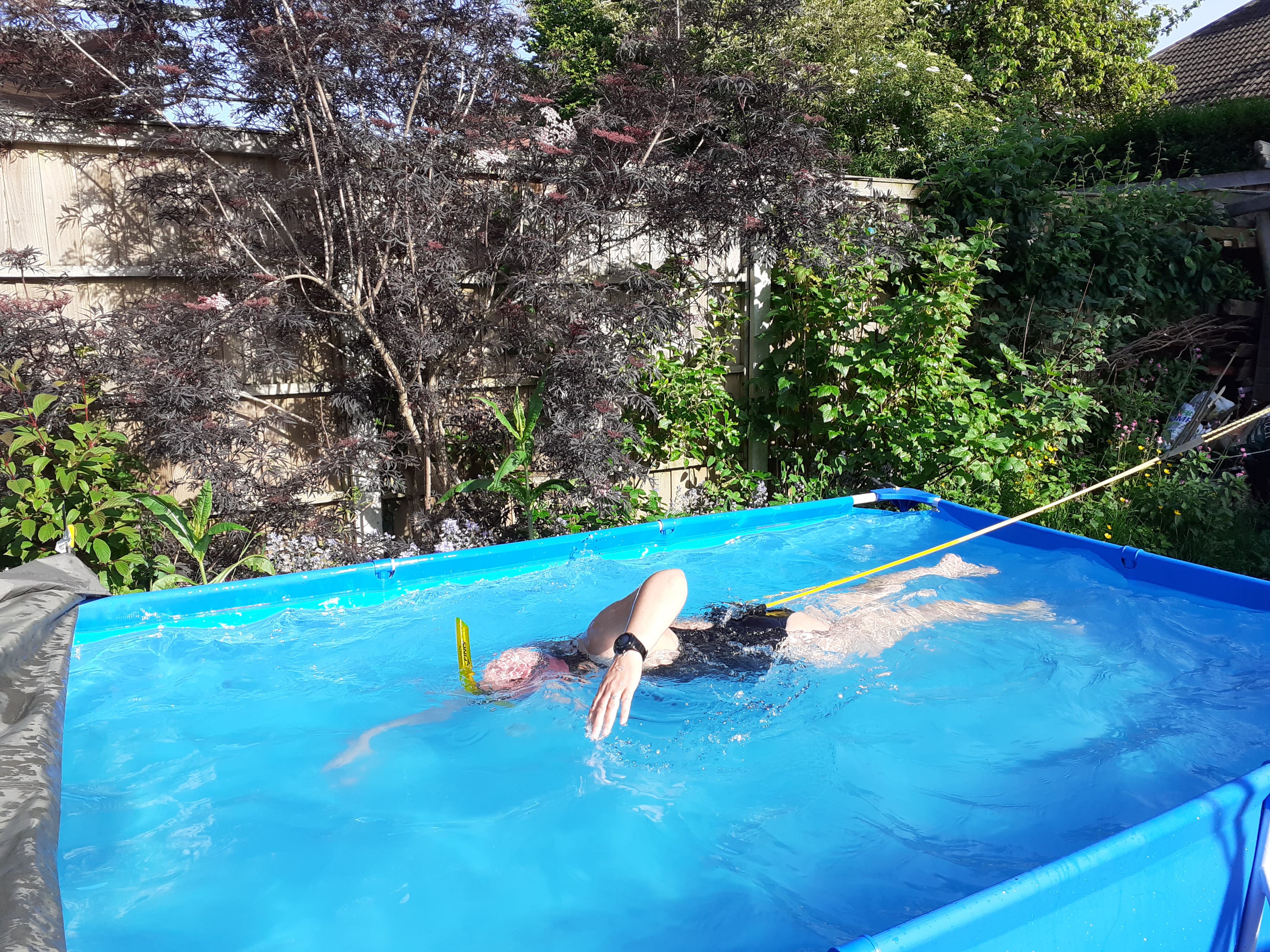 Kristina during the swim on her tether