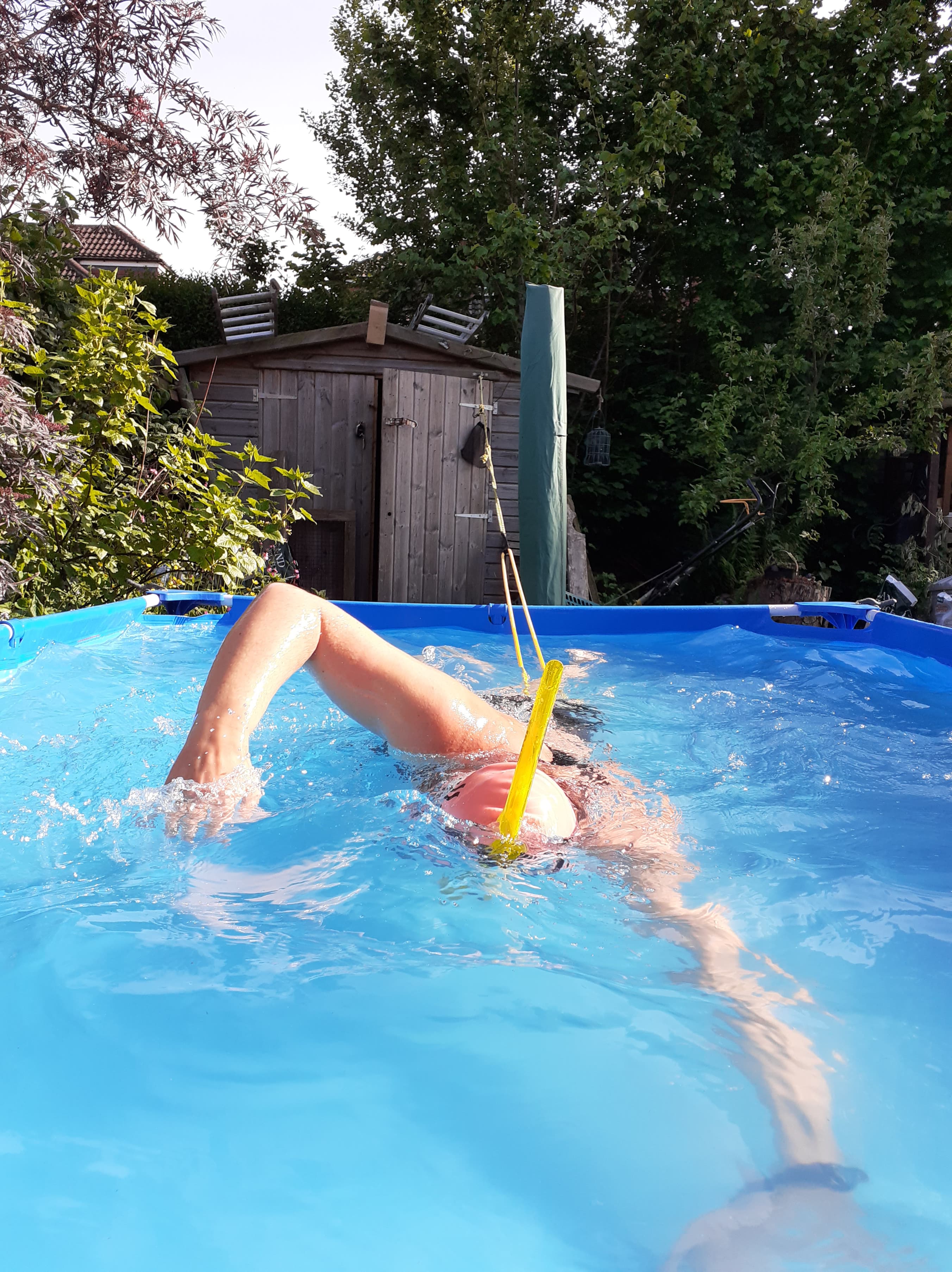 Kristina during the swim on her tether