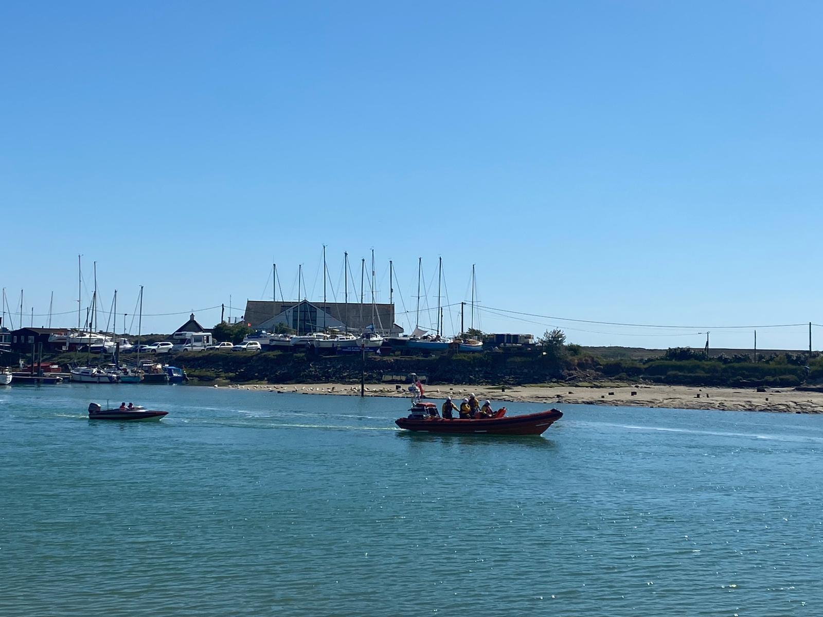 Renee Sherman tows a motor boat back to Littlehampton Marina