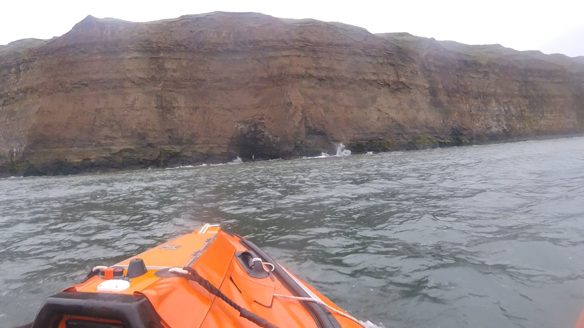 Two people had a lucky escape when they were trapped in a cave at Huntcliff, Saltburn, by one of the biggest tides of the lunar cycle.