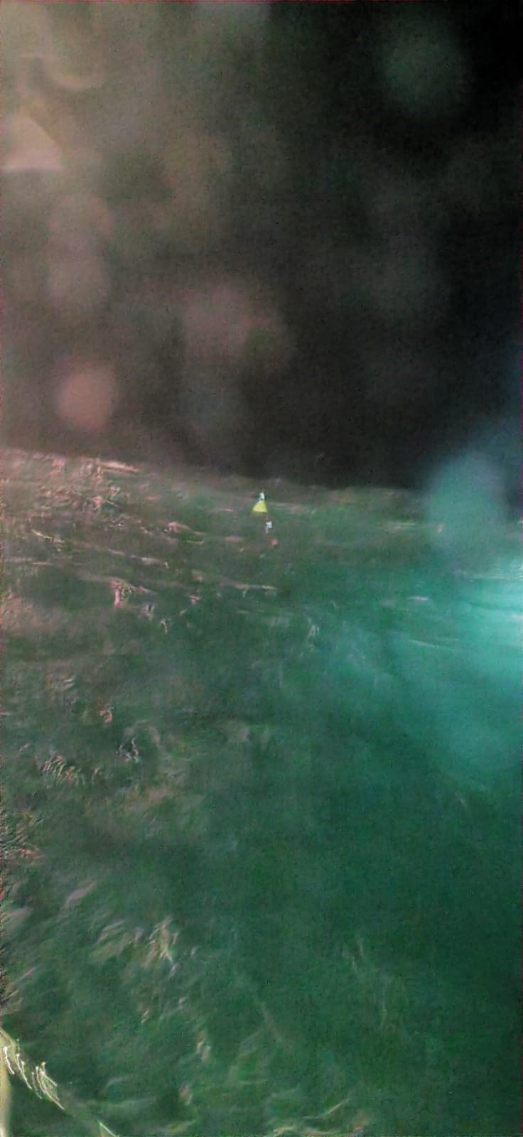 Photo showing the buoy as it appeared to the crew searching in the darkness.