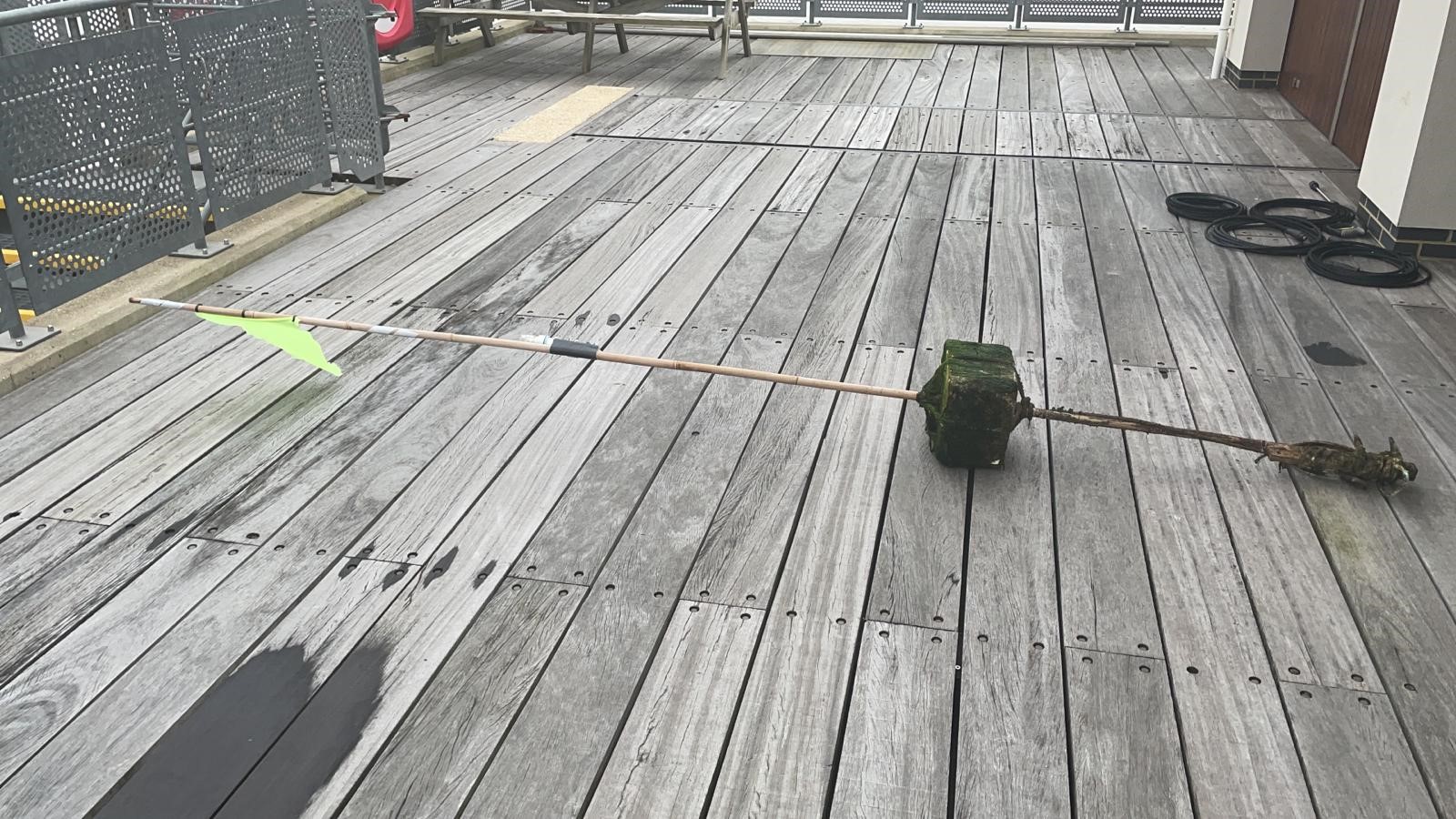 Photo of the fishing pot marker buoy which was recovered and had been flashing a light.