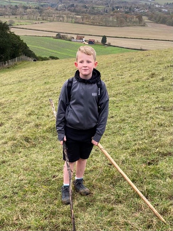Photo of Riley during his walk over the North Downs to raise money for Ramsgate RNLI.