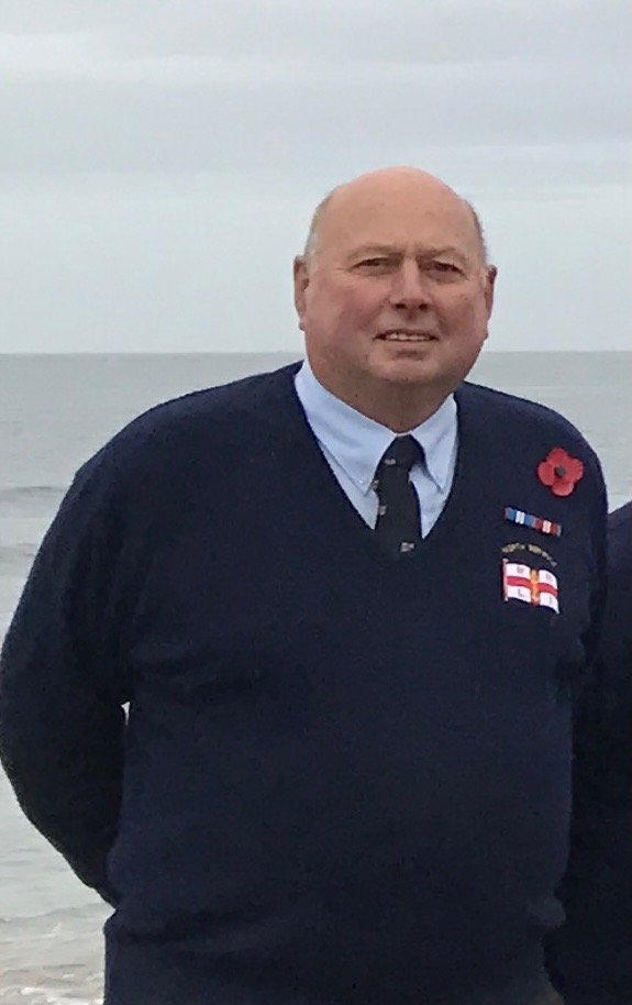Stewart Auld pictured on a previous Remembrance Day in his Guernsey Jumper and medals