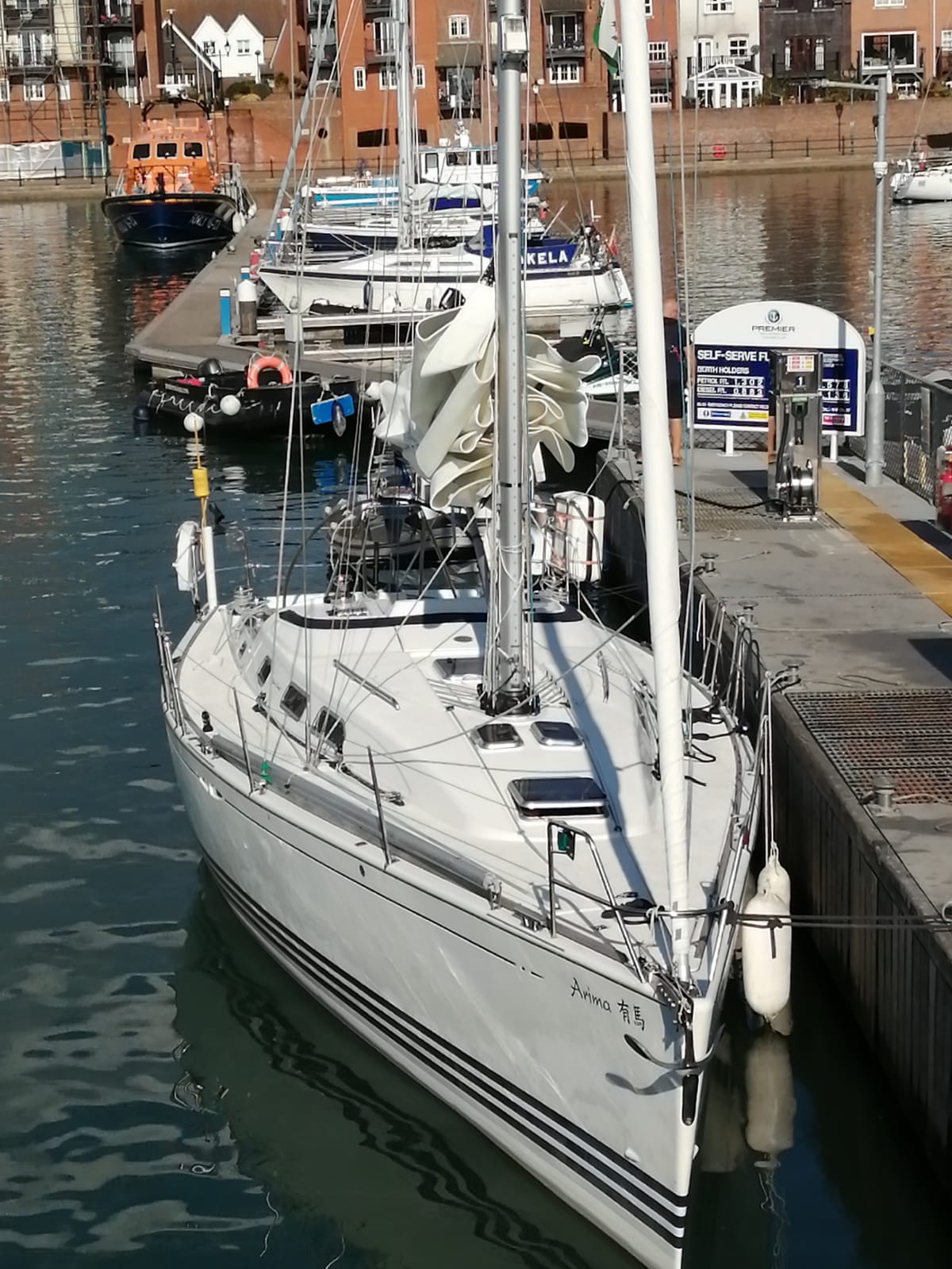 Casualty vessel safe alongside in harbour at daybreak