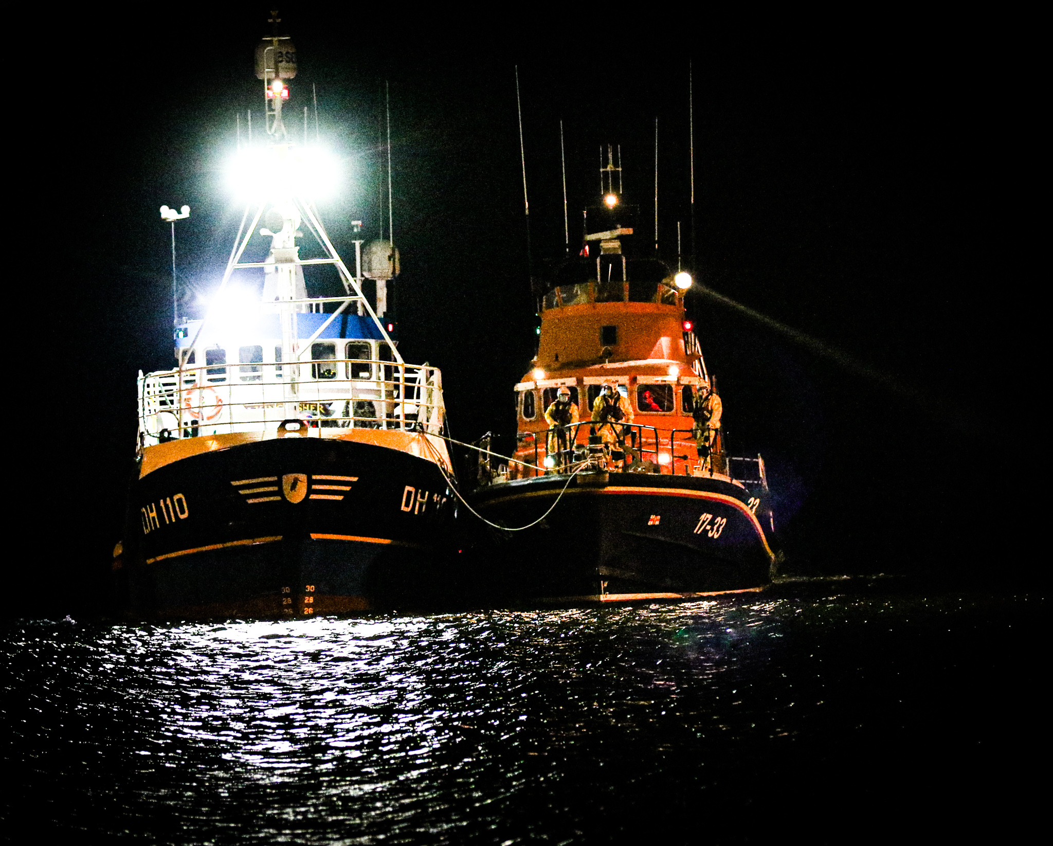 Kirkwall lifeboat tows fishing vessel to safety.