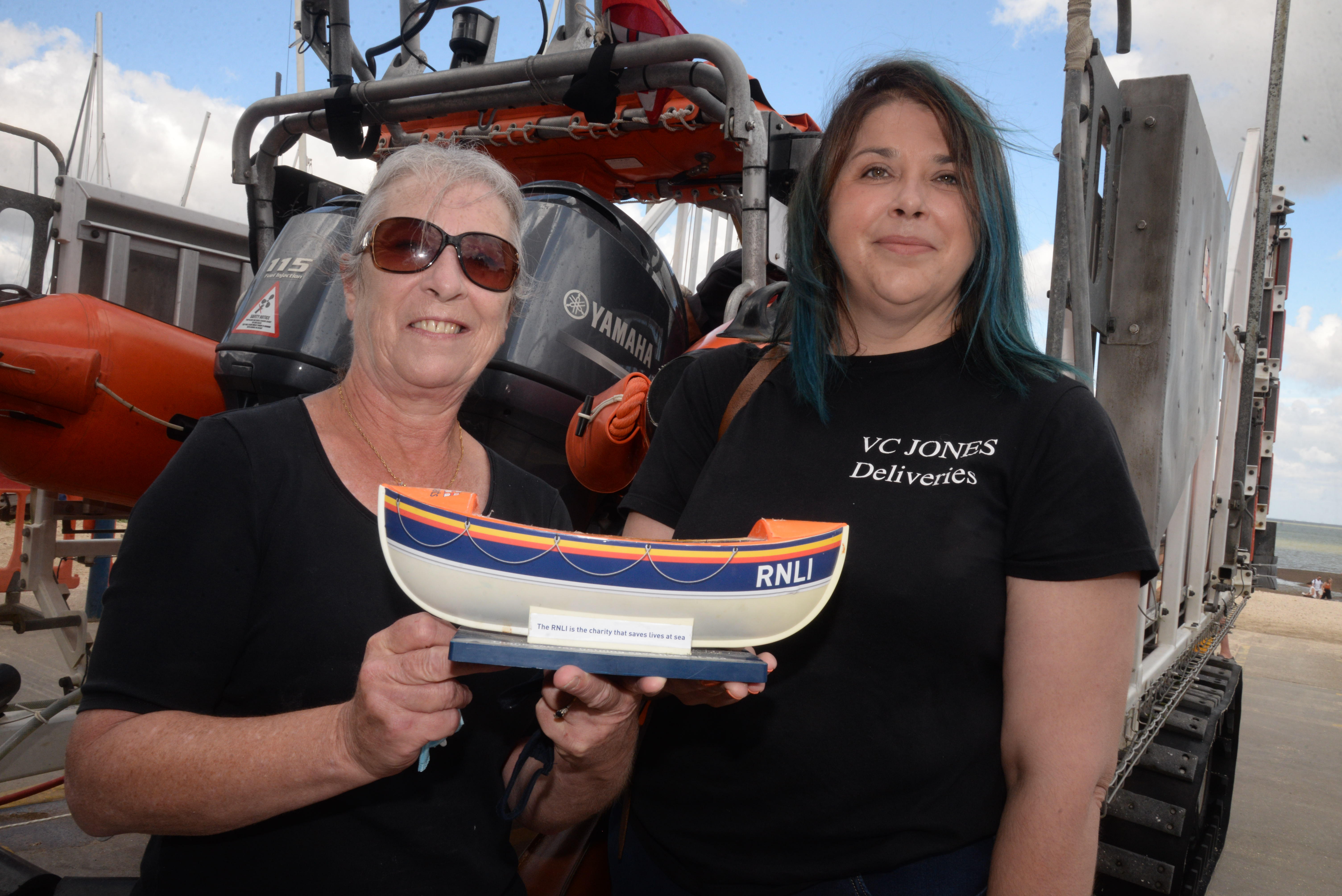 Madeleine Jones and Heather Scott of V.C. Jones fish and chip shop at Whitstable lifeboat station on Sunday.