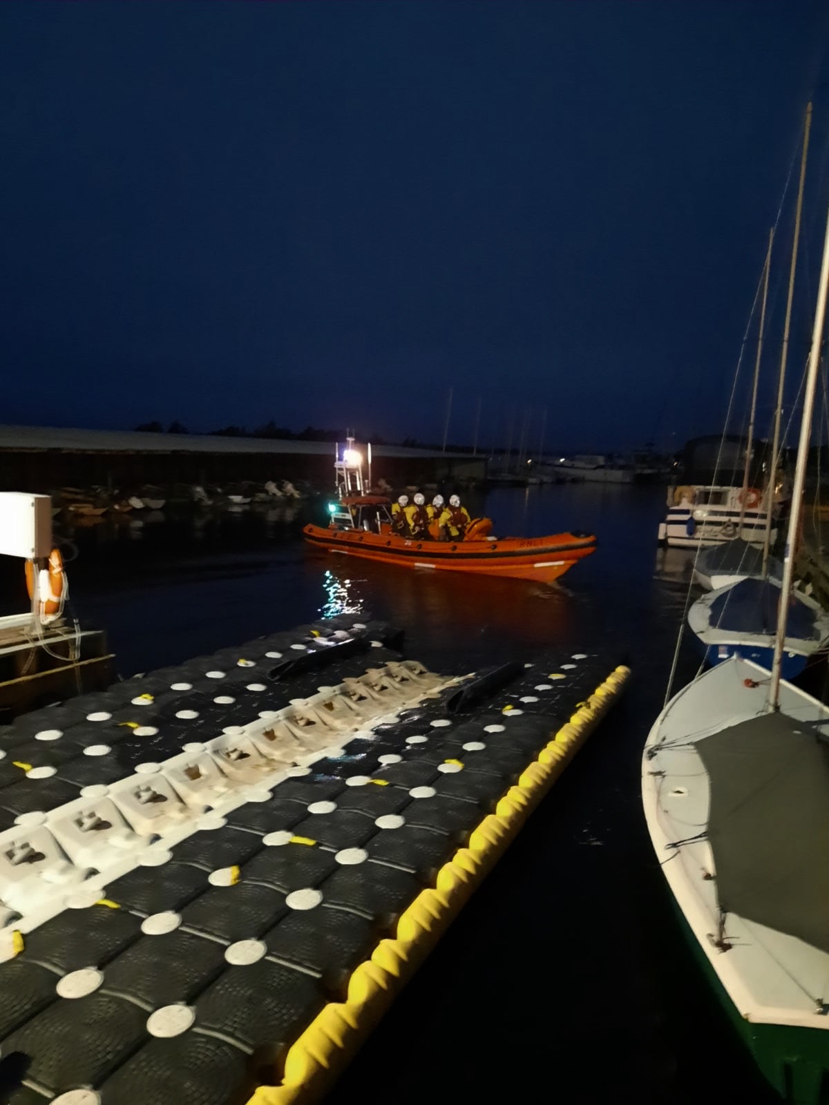 Lifeboat off the versadock and preparing to turn out to the lake