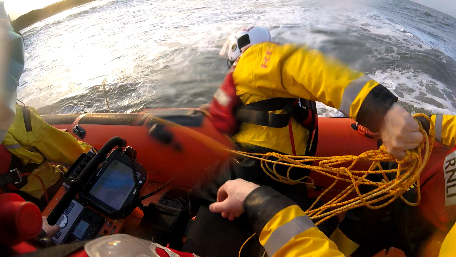 Skerries RNLI Recovering Lifebuoy from Water