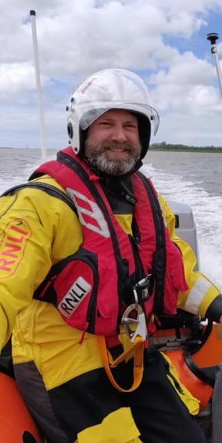 A lifeboat crew member in full gear