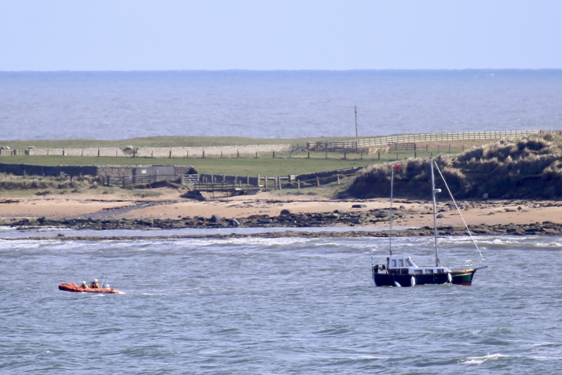 The considerably larger vessel towed to safety by the D class lifeboat