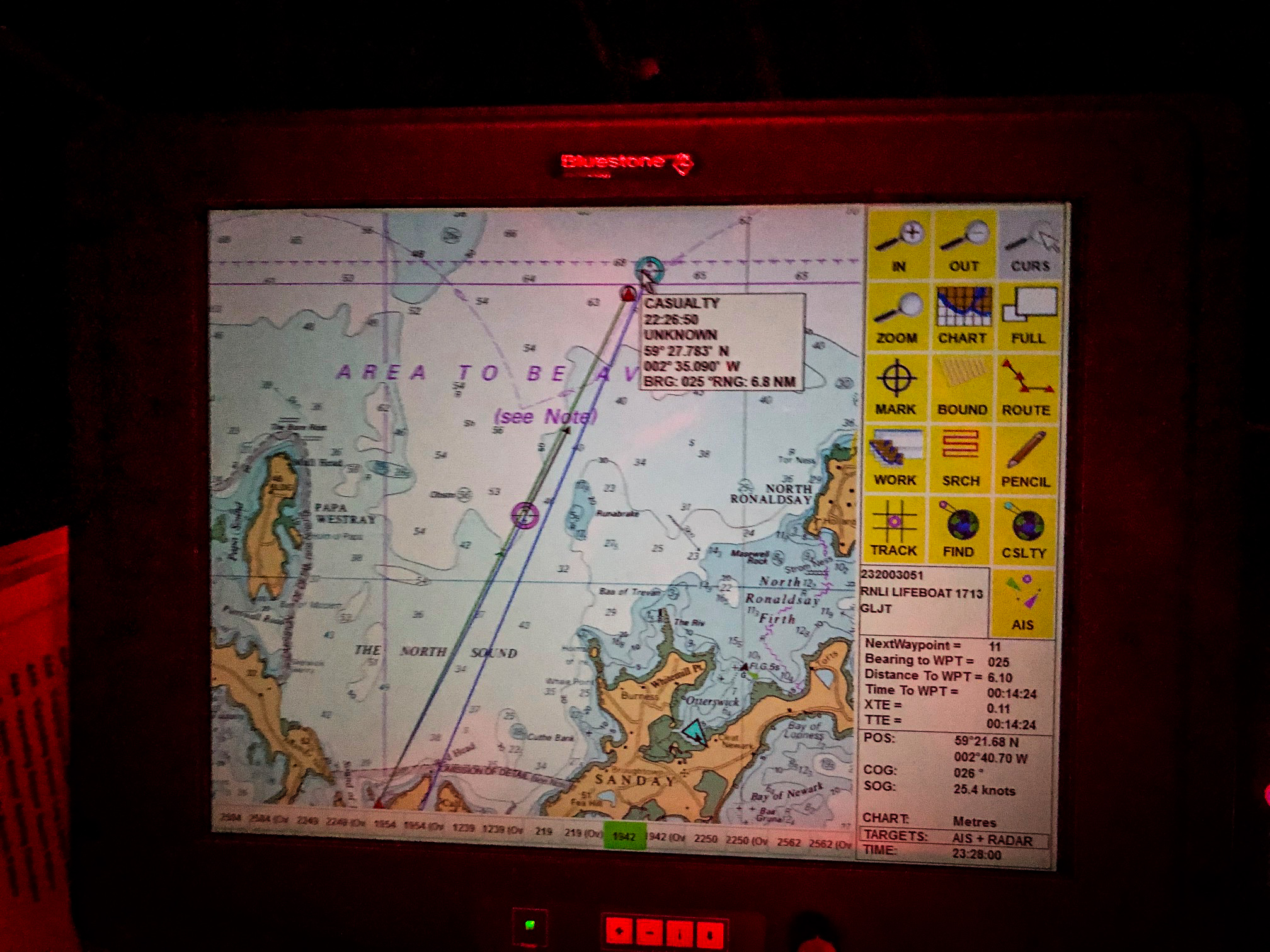 Casualty position on chart