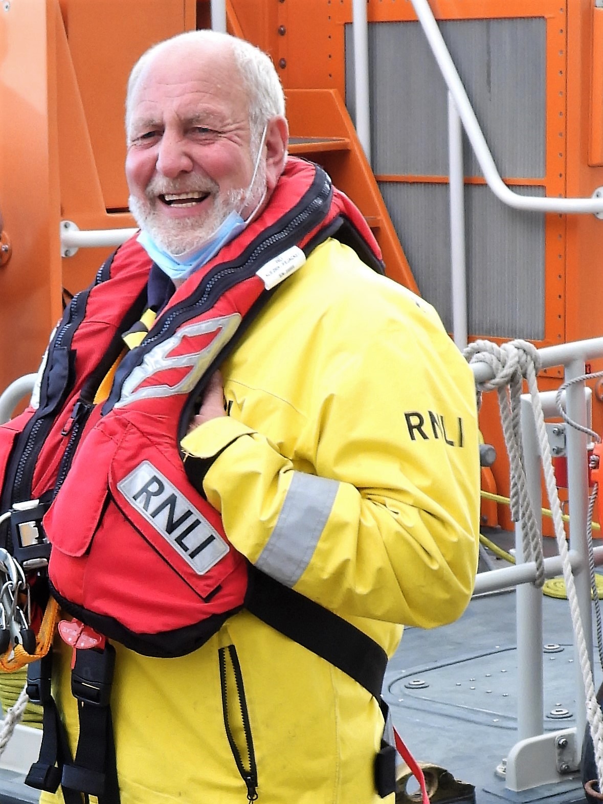 A rare smile from Robin Castle who is retiring after 40 years as Coxswain at Sheerness RNLI Lifeboat station.