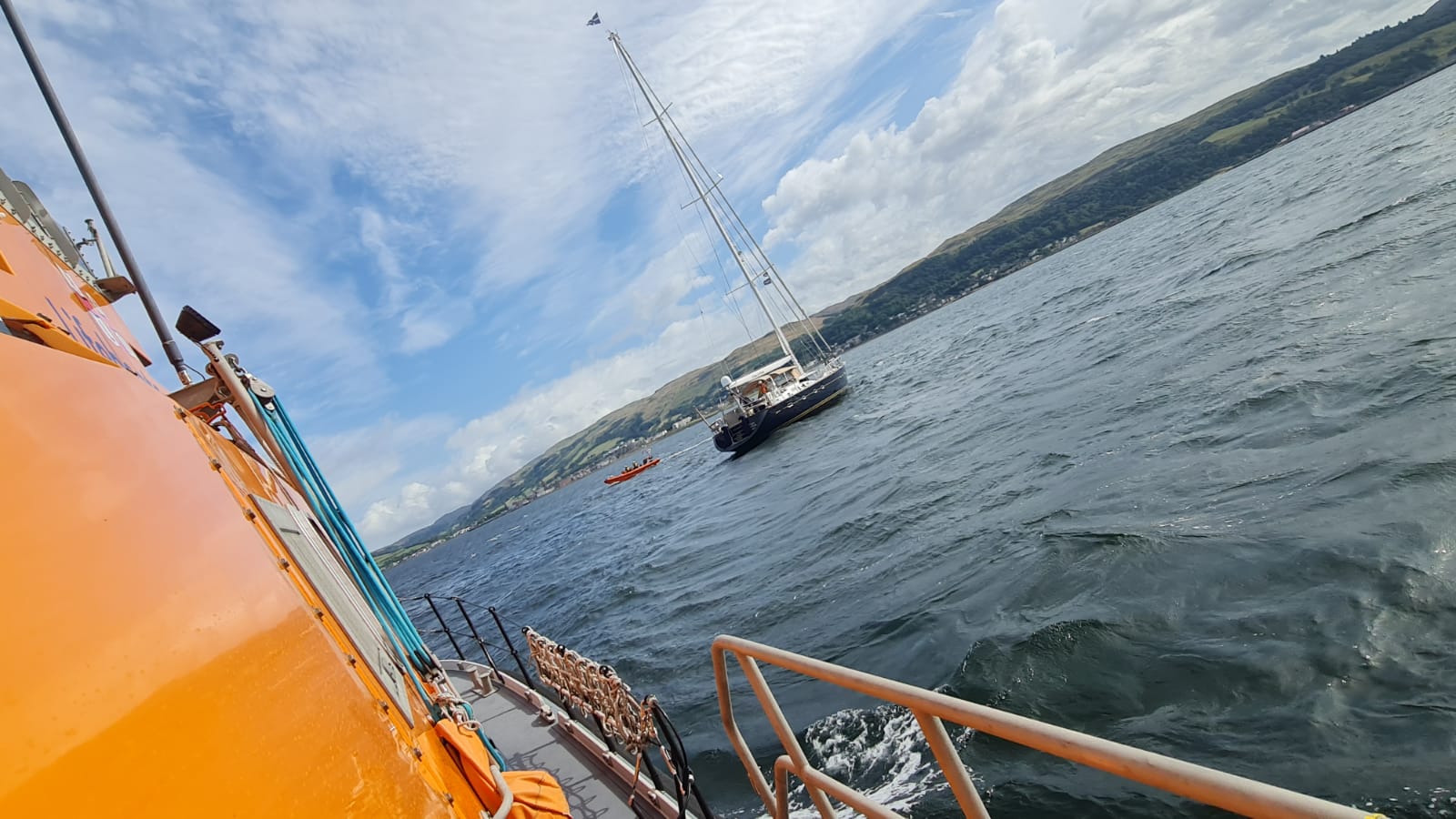 Troon lifeboat and Largs lifeboat escorting the casualty vessel