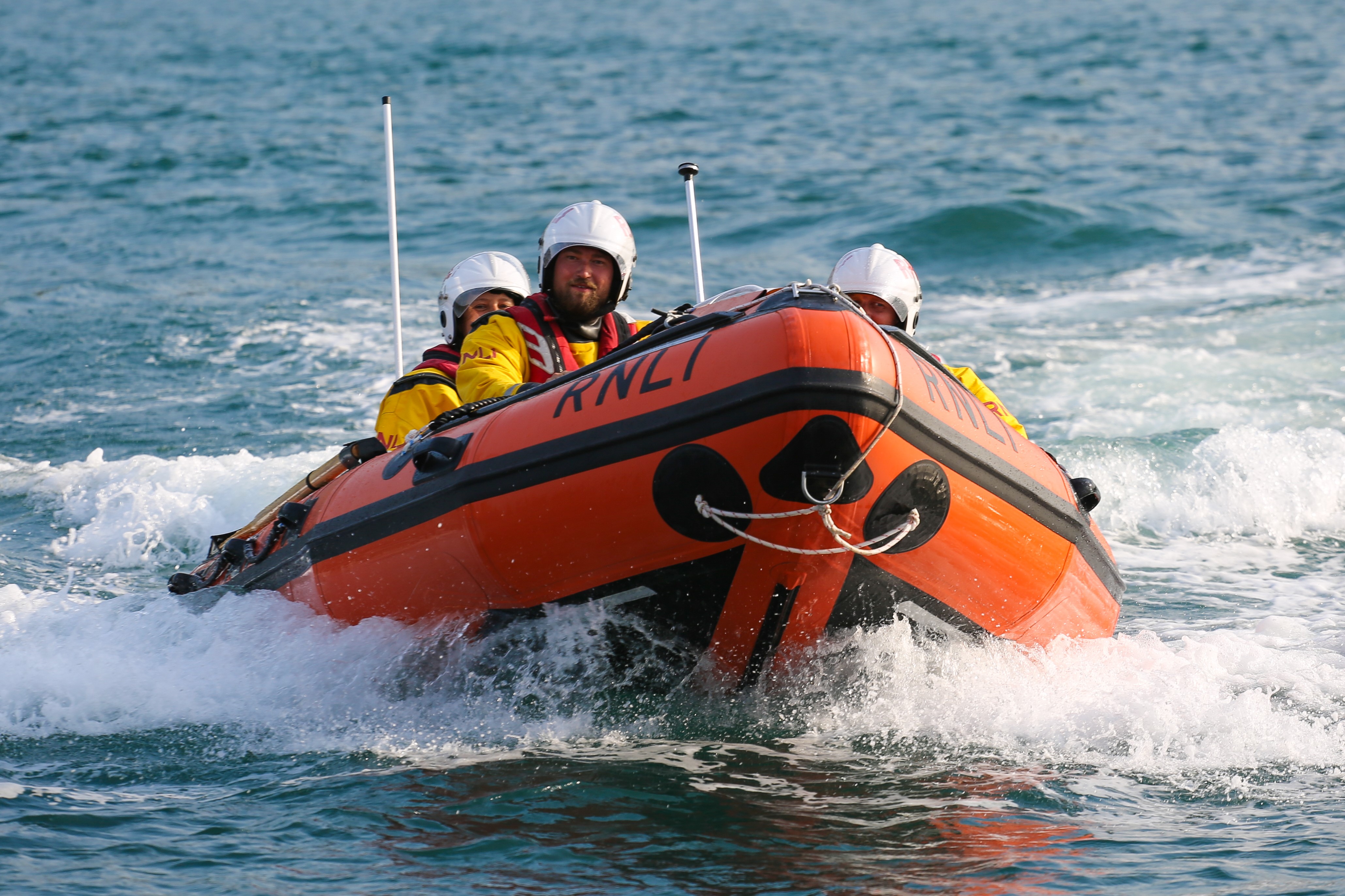 D class lifeboat with crew at sea