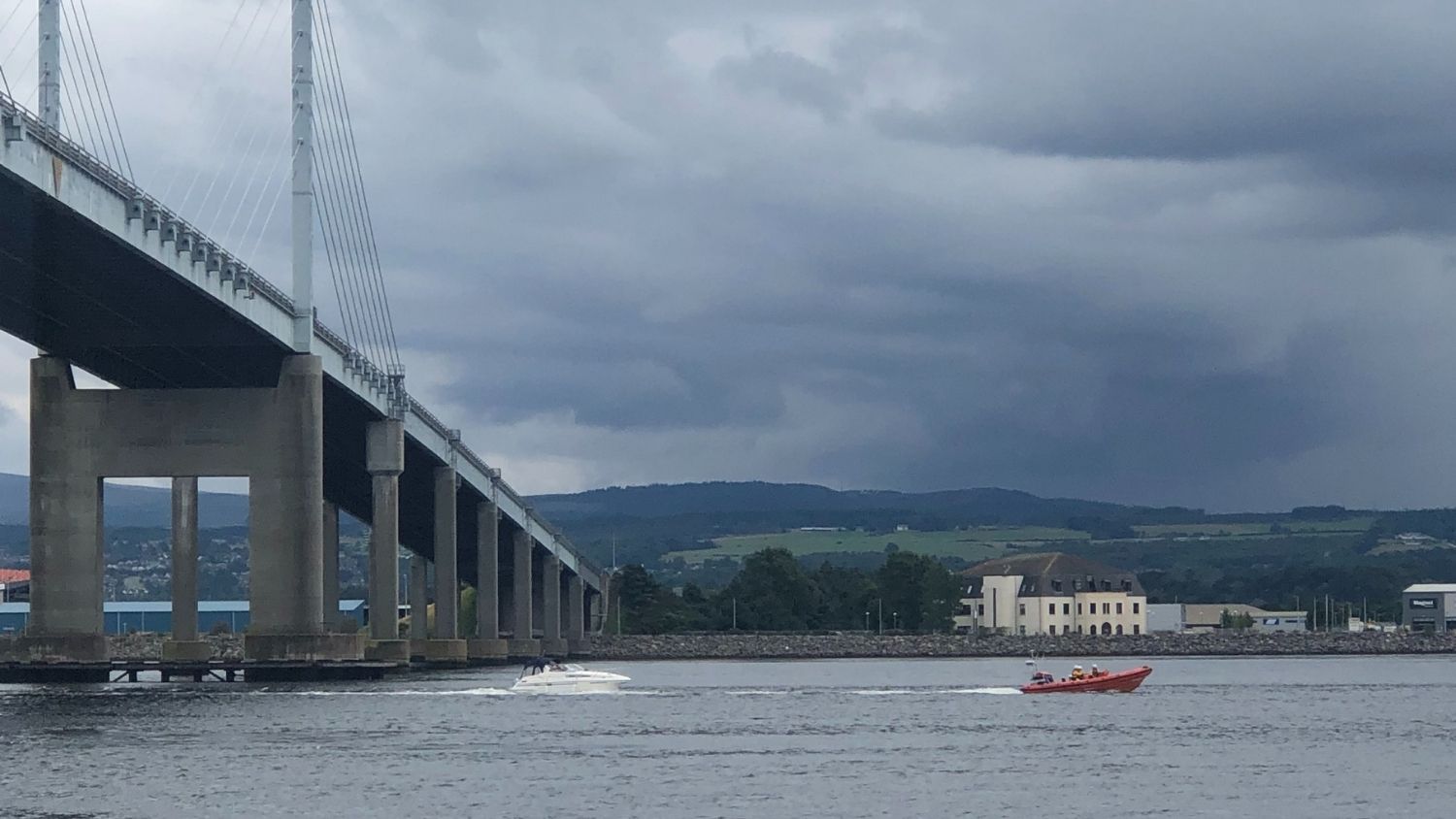 Kessock Lifeboat responding to a mayday powerboat call, boat pictured out on the water