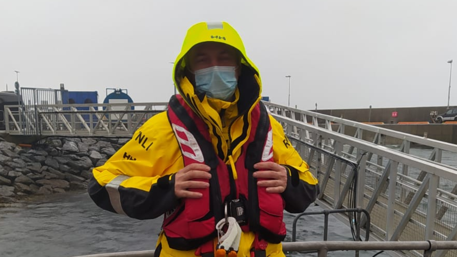 Georgie Gillan Aran Islands RNLI Lifeboat crew member wearing crew kit