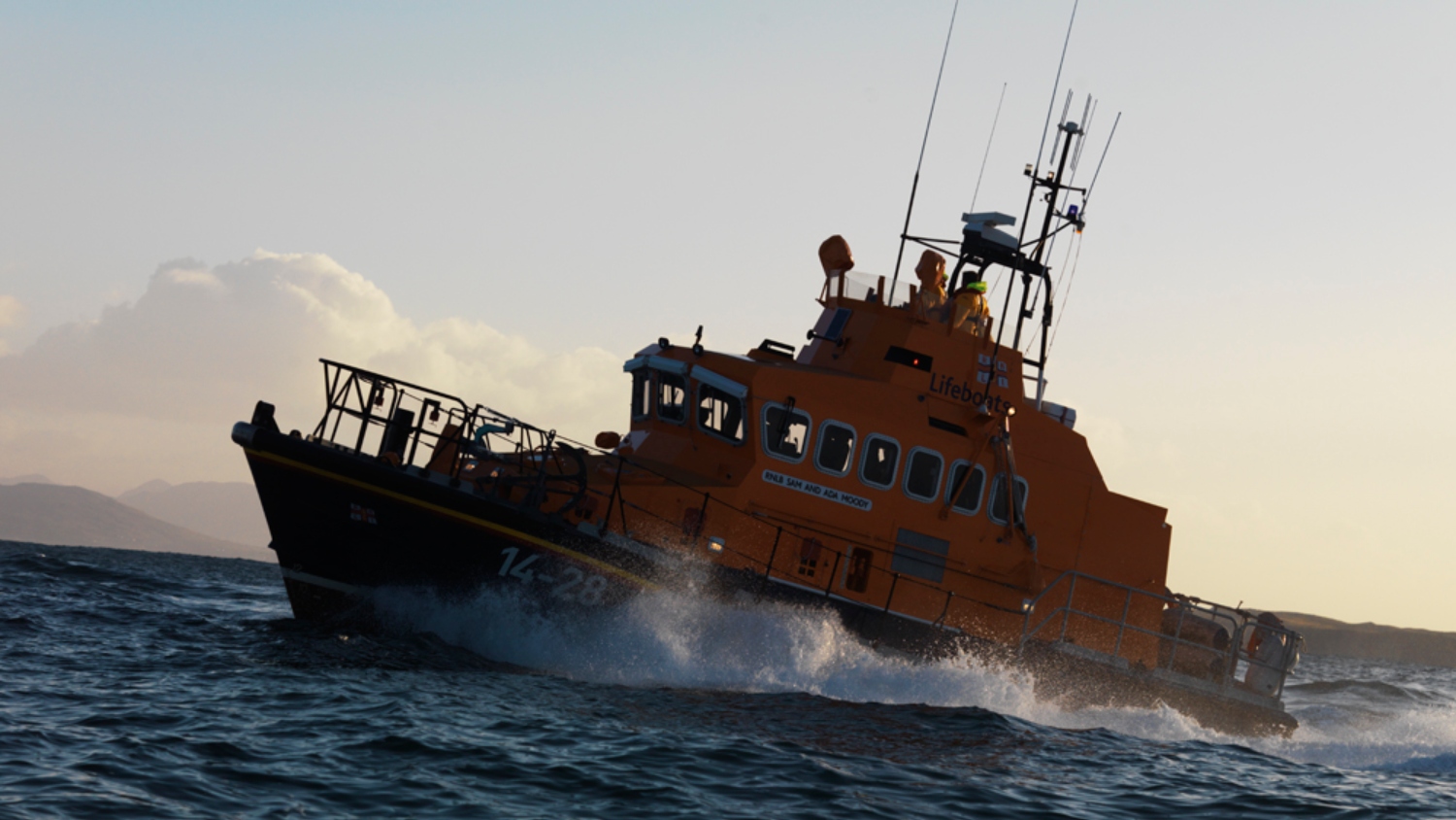 RNLI All-weather lifeboat moving through the water