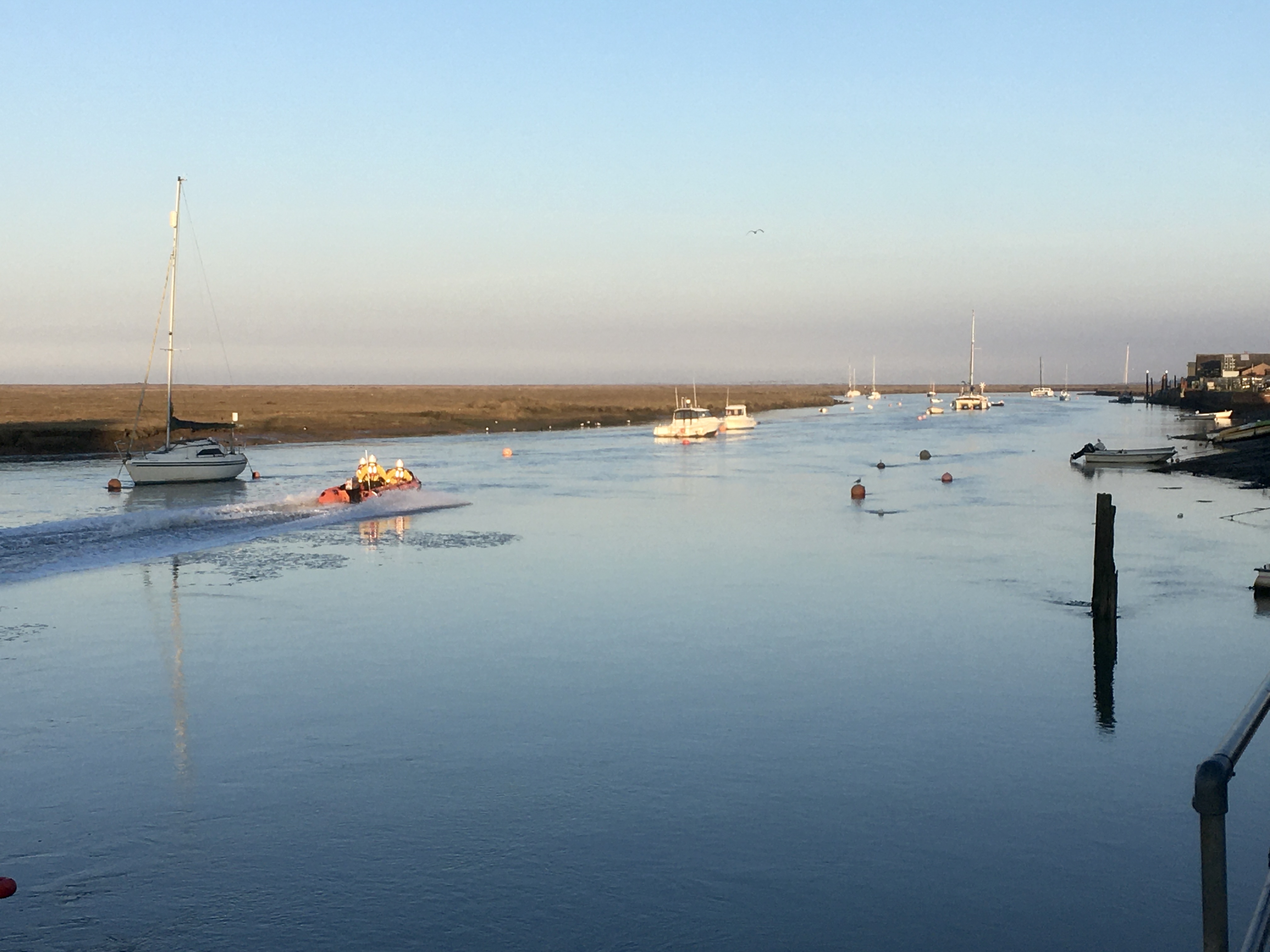 Wells RNLI lifeboat crew on the water