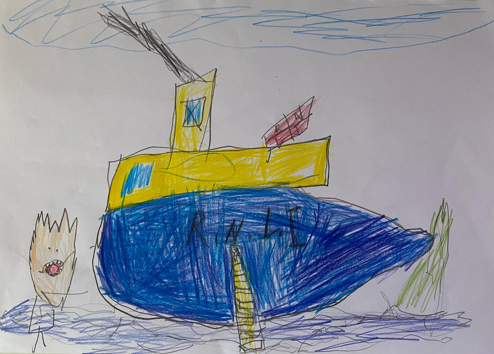 A lifeboat rescue drawing