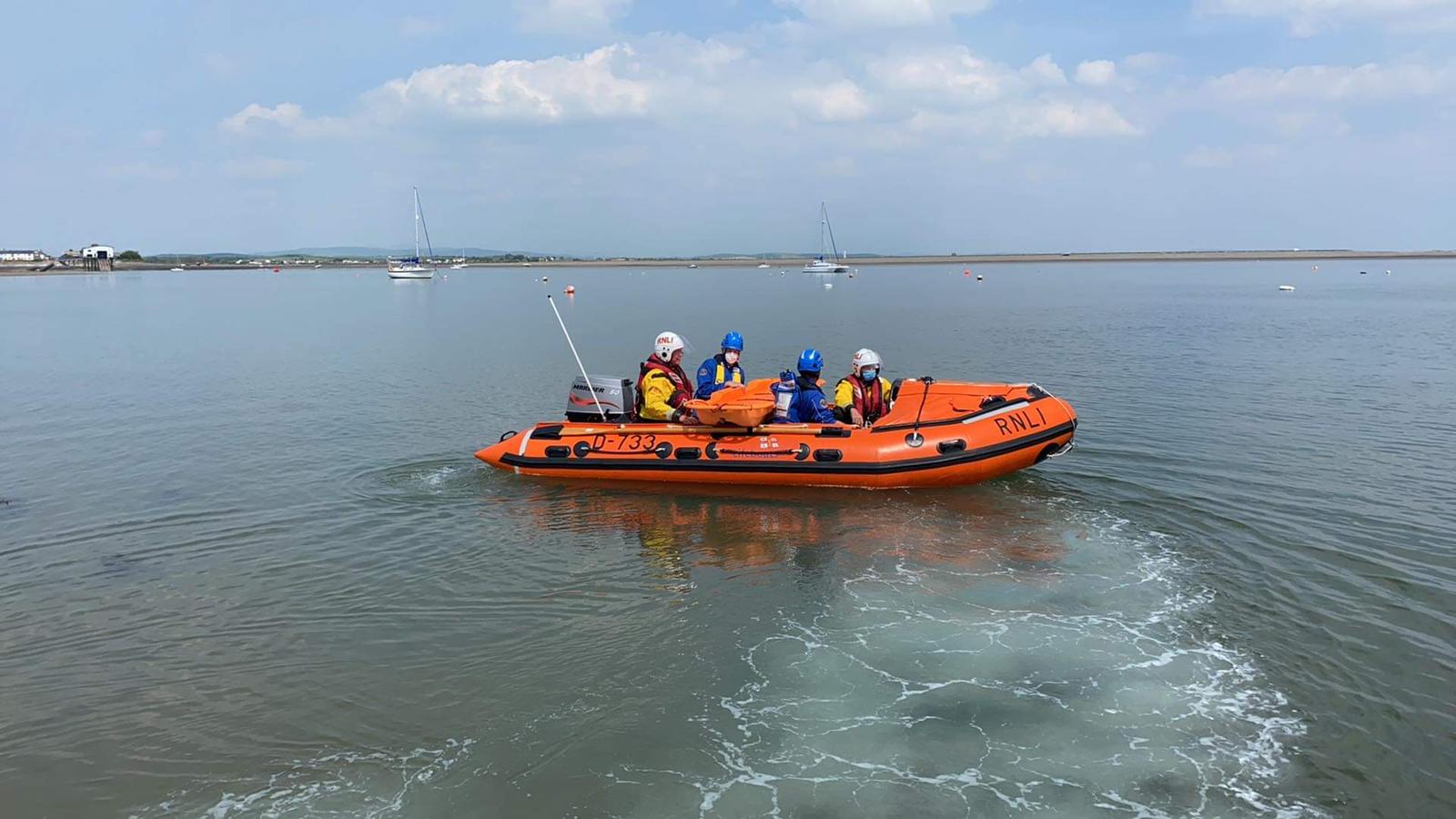 Barrow Inshore Lifeboat at Piel Island with Furness Coastguard aboard