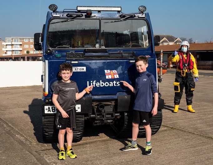 Brothers Jack and Orson Wakefield who have raised over £1000 for the RNLI at West Kirby RNLI