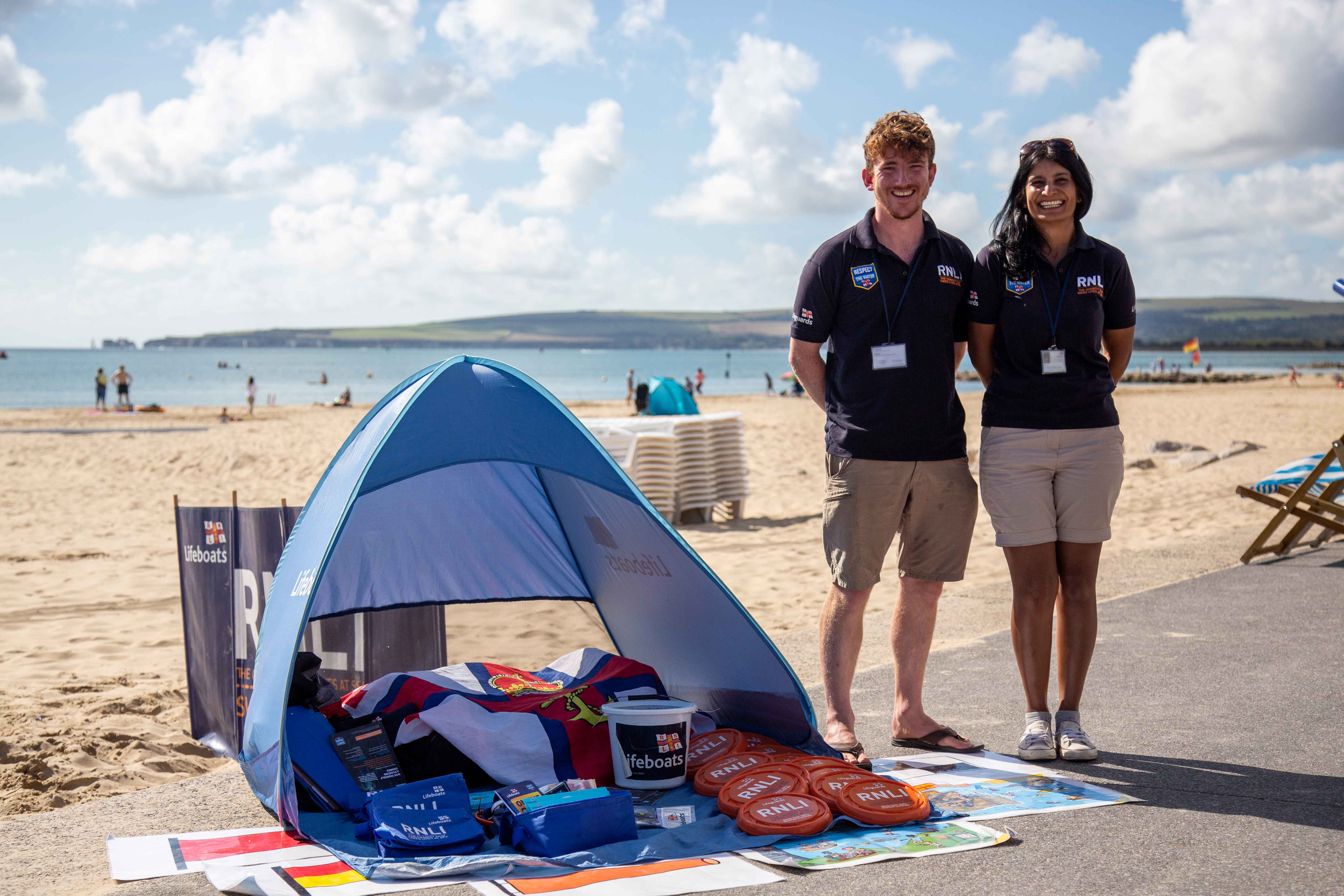 RNLI lifeguards on a beach