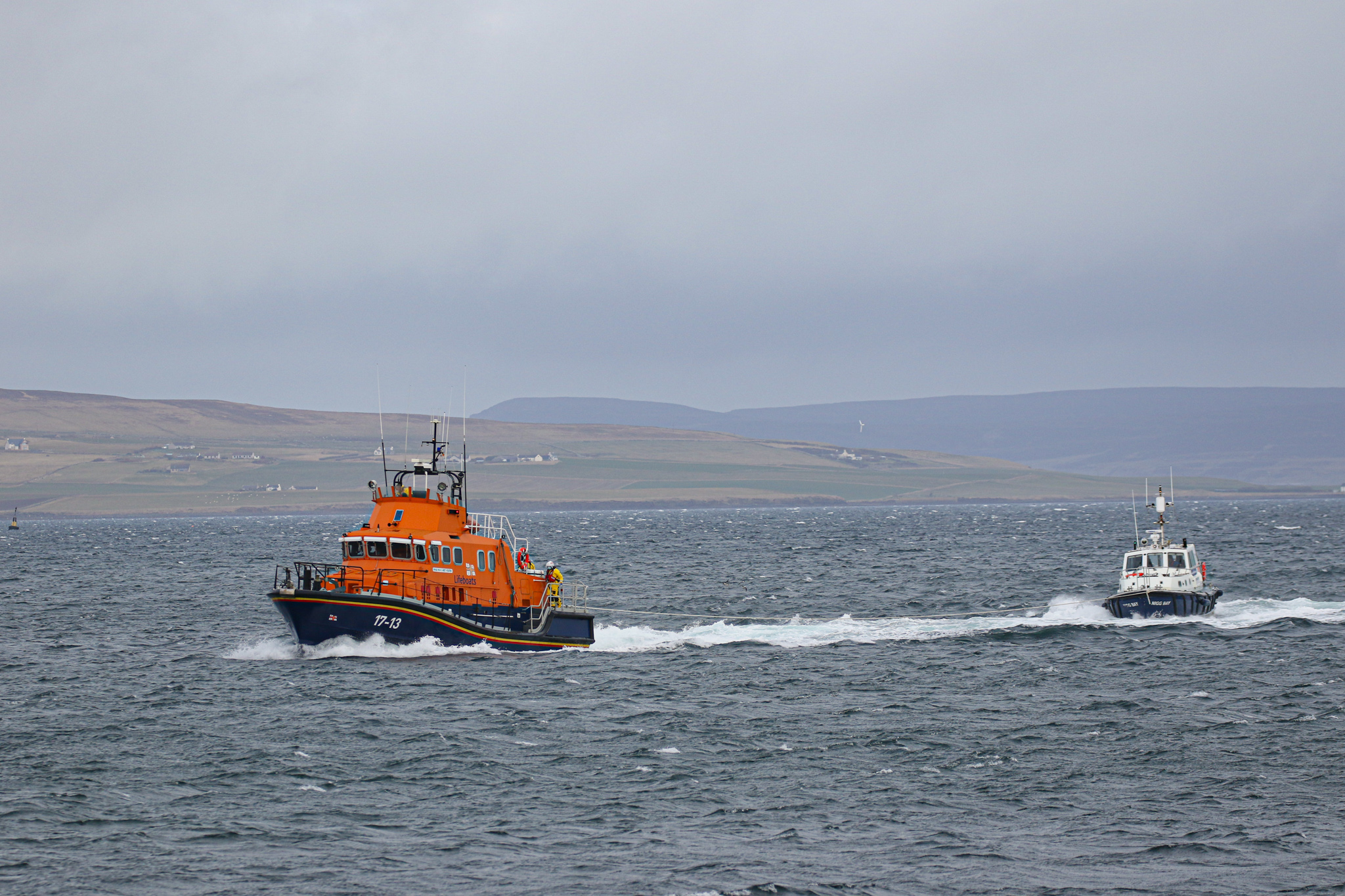 Kirkwall lifeboat tows in disabled charter vessel