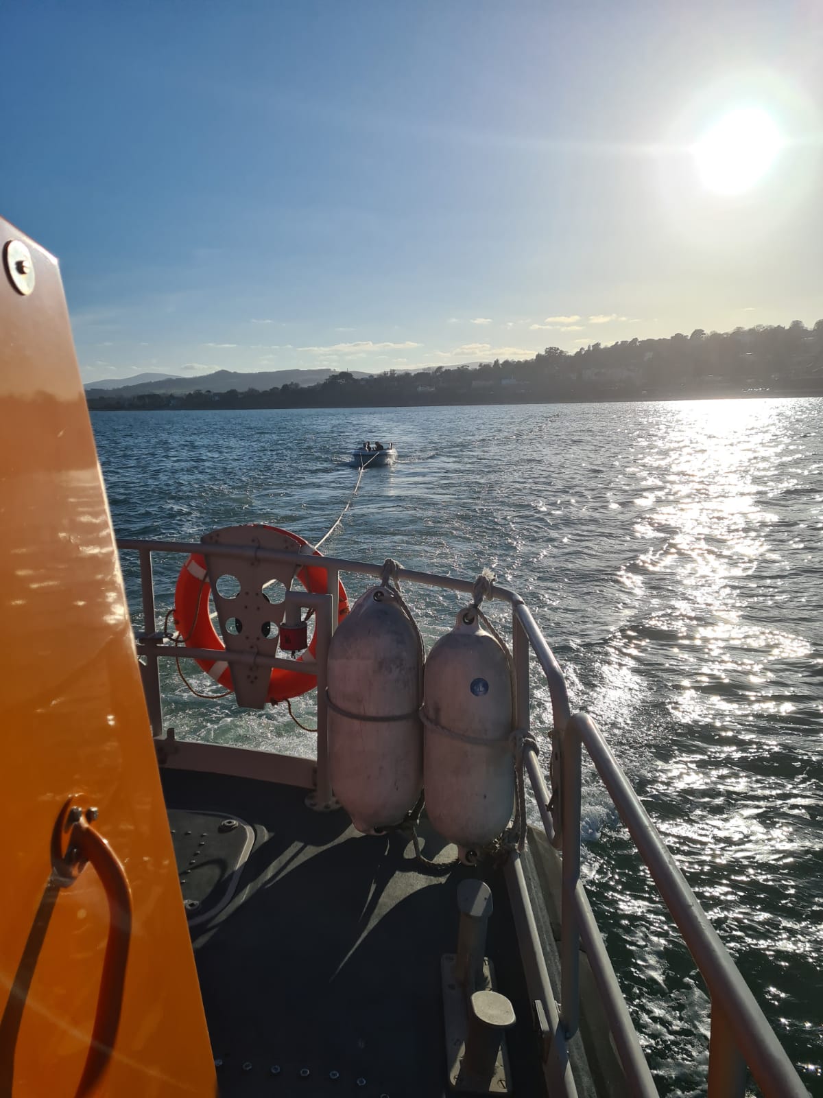 Dun Laoghaire RNLI's all weather lifeboat assisting vessel