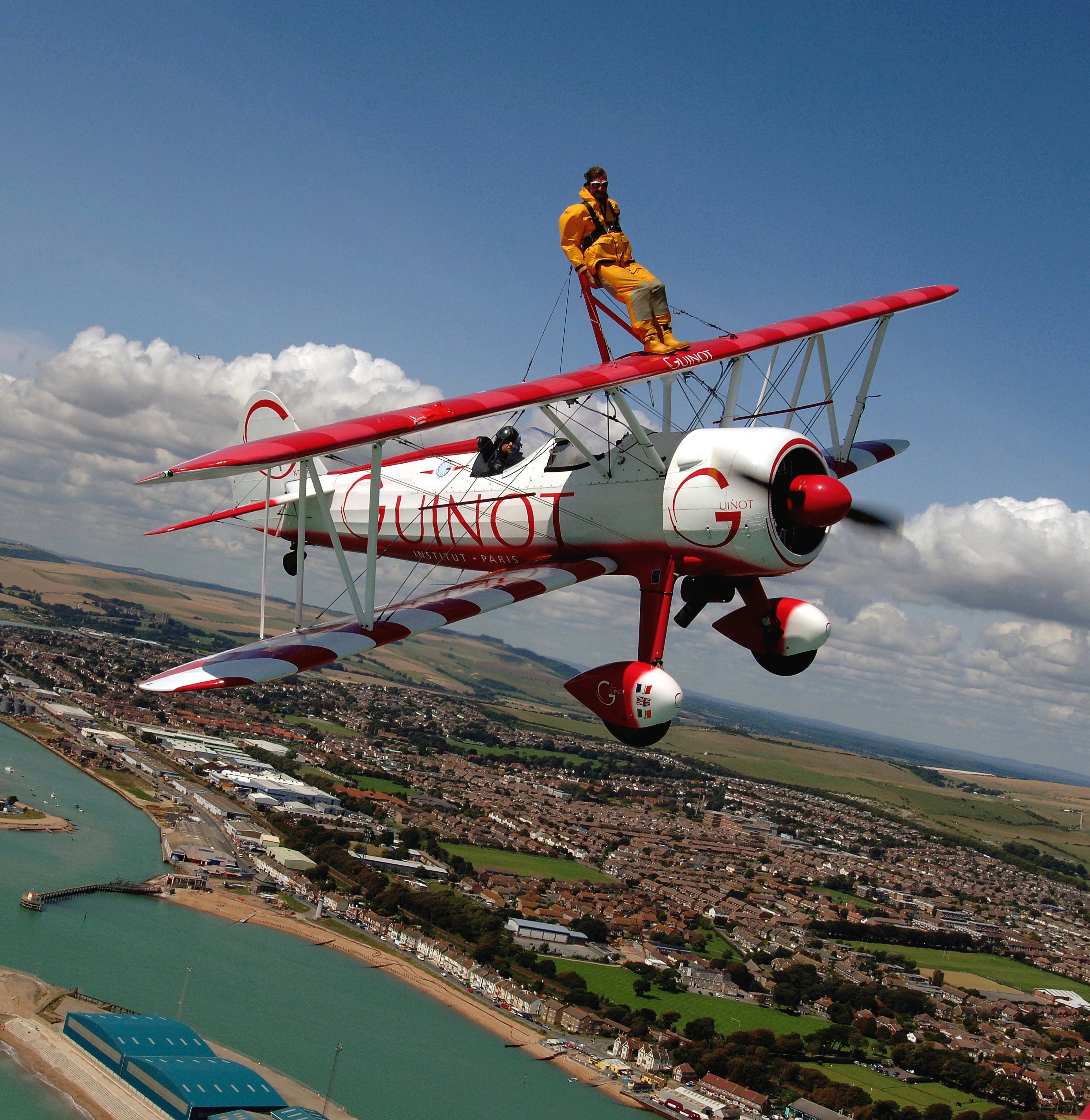Peter Huxtable doing a wing walk 
