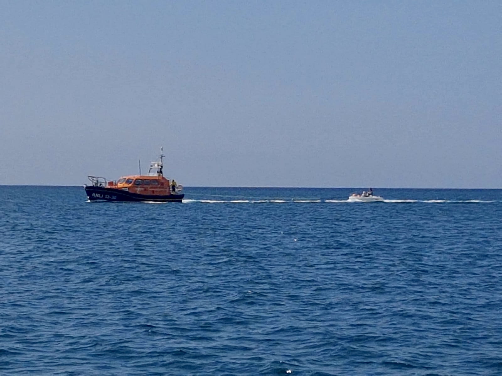 Stricken vessel under tow to Barmouth Harbour