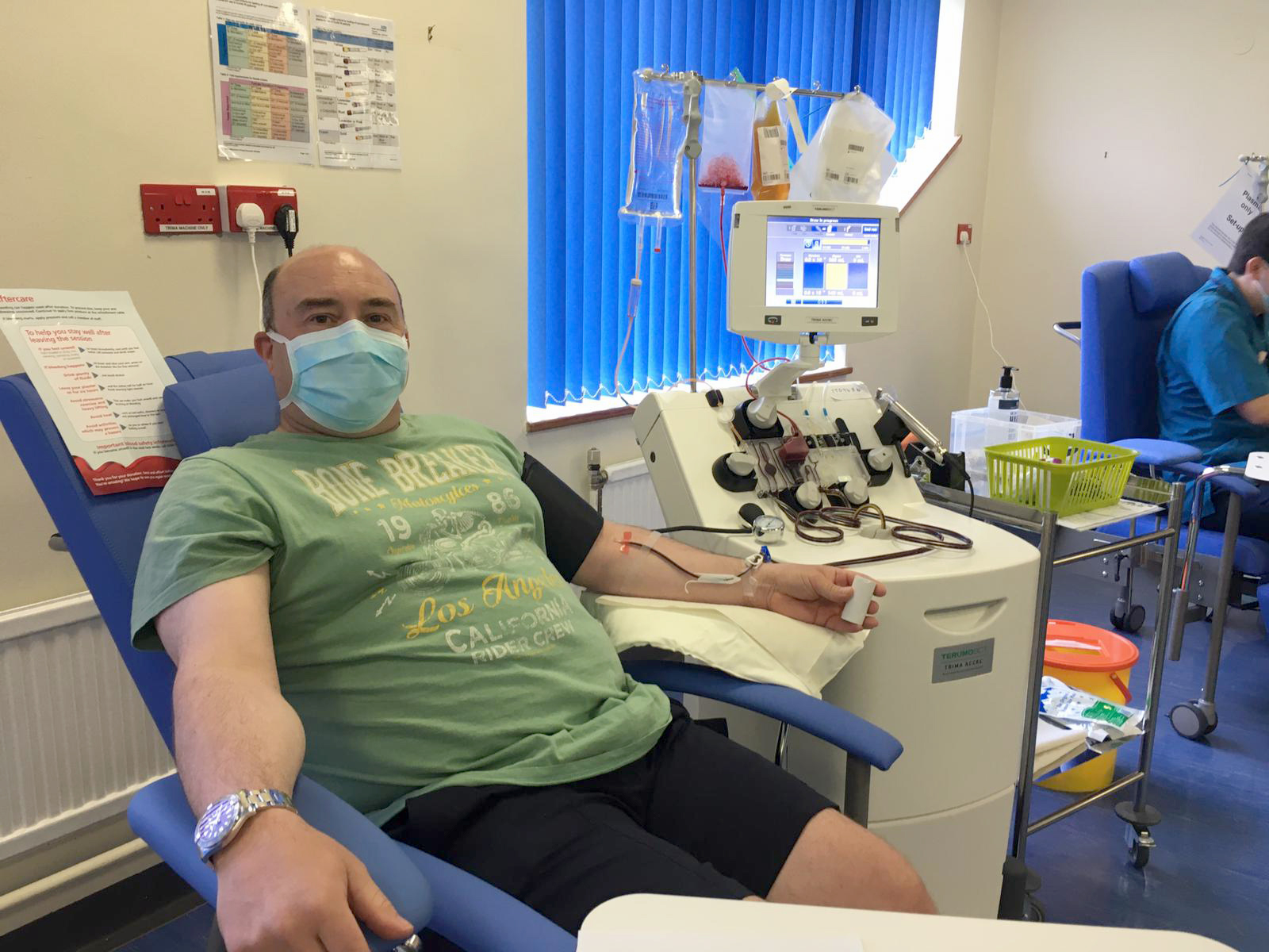 Mark Jenkinson donates plasma
