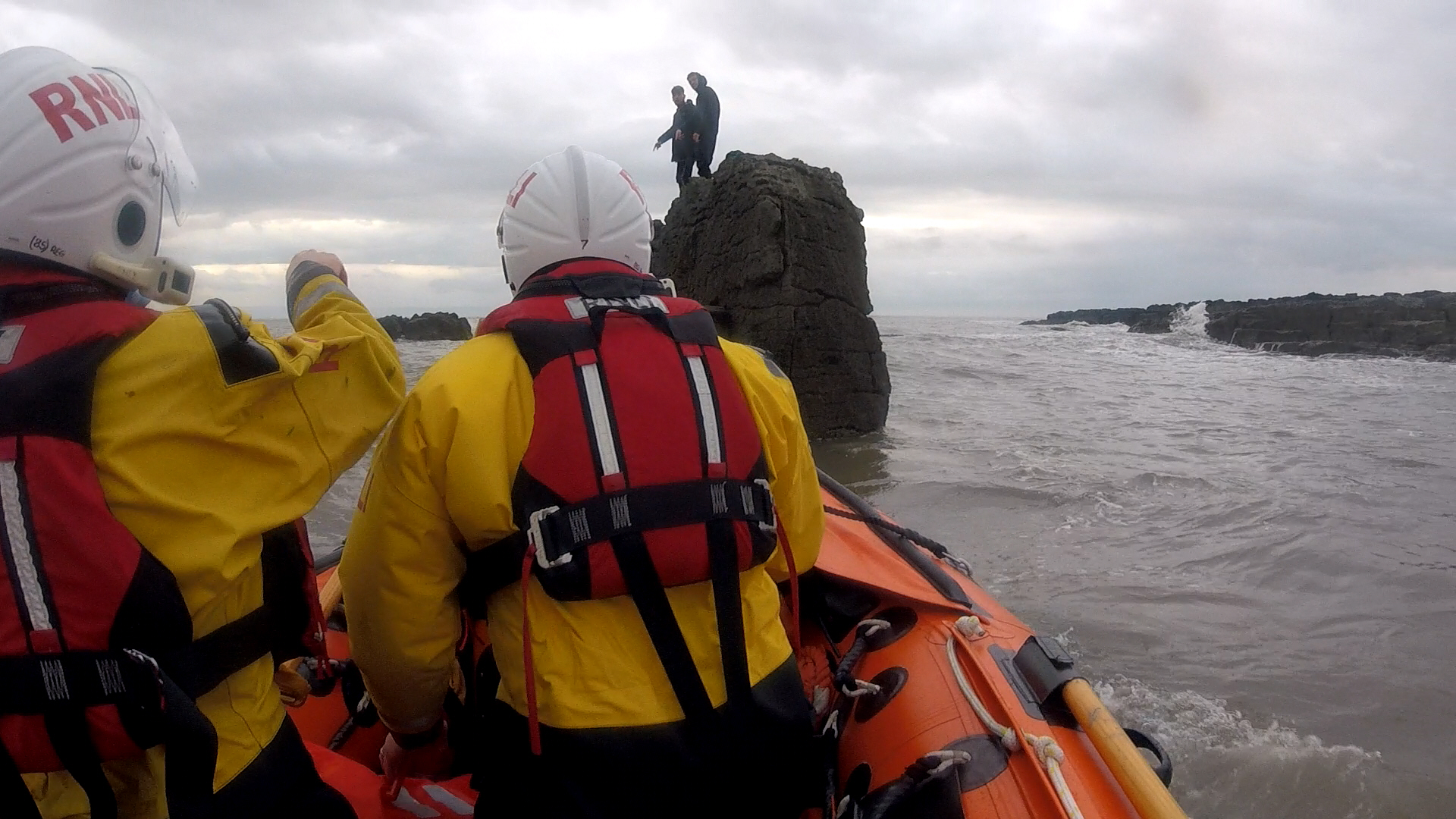 Two casualties trapped on rock at Newton Point